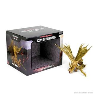 NECA Wizkids Dungeons & Dragons (D&D) Icons of the Realms- Adult Gold Dragon Statue