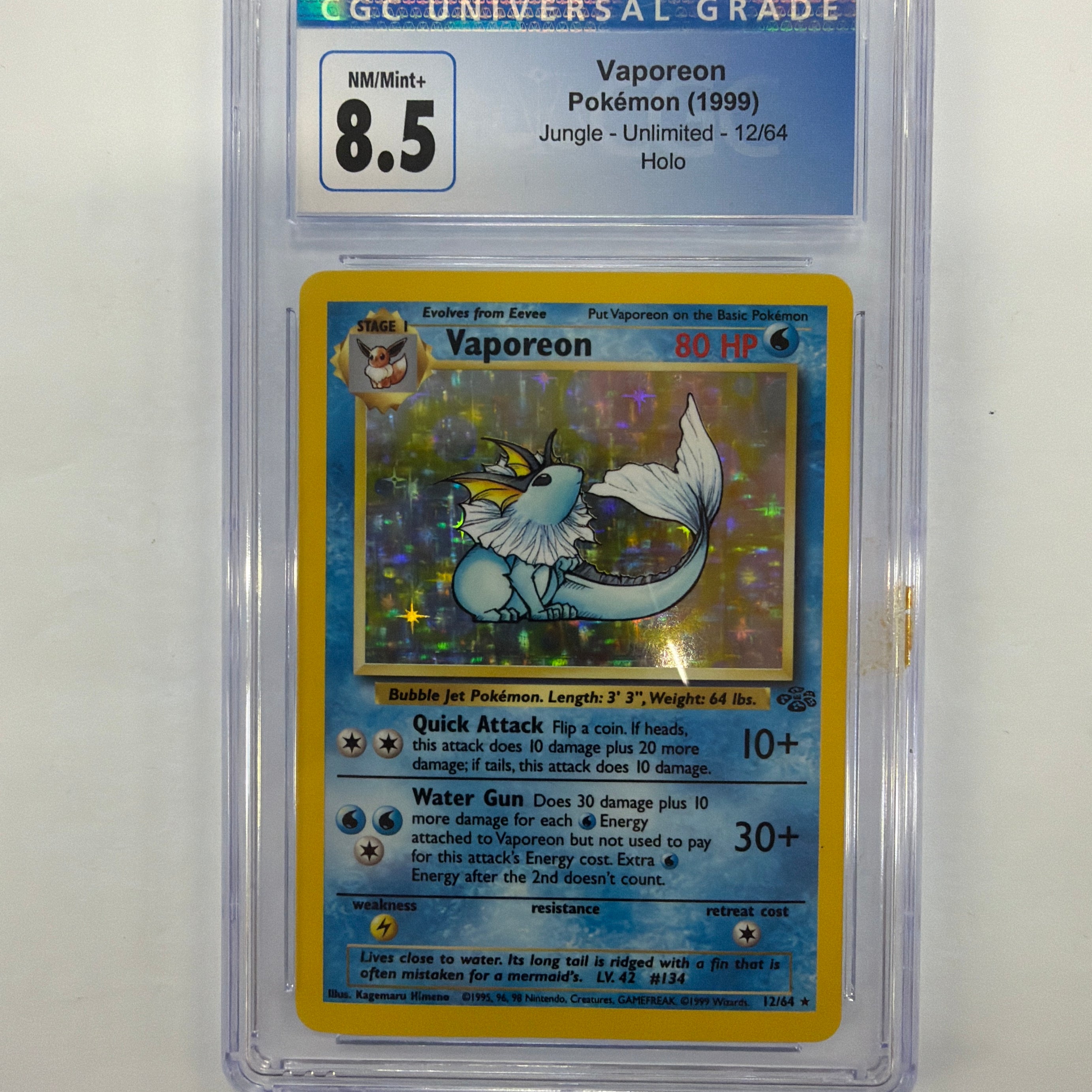Pokémon TCG - CGC NM/Mint+ 8.5 Jungle Unlimited Vaporeon 12/64 Holo