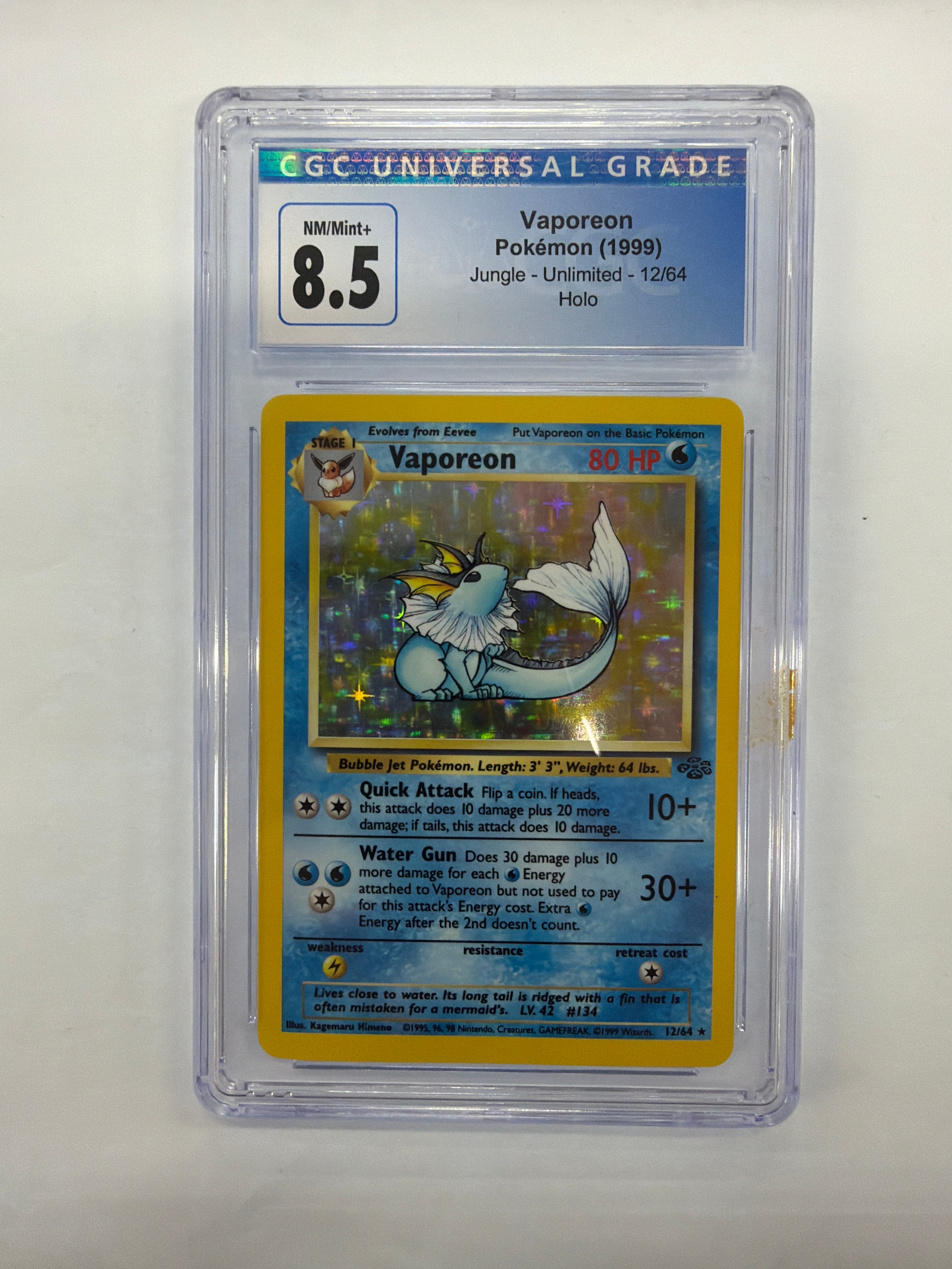 Pokémon TCG - CGC NM/Mint+ 8.5 Jungle Unlimited Vaporeon 12/64 Holo