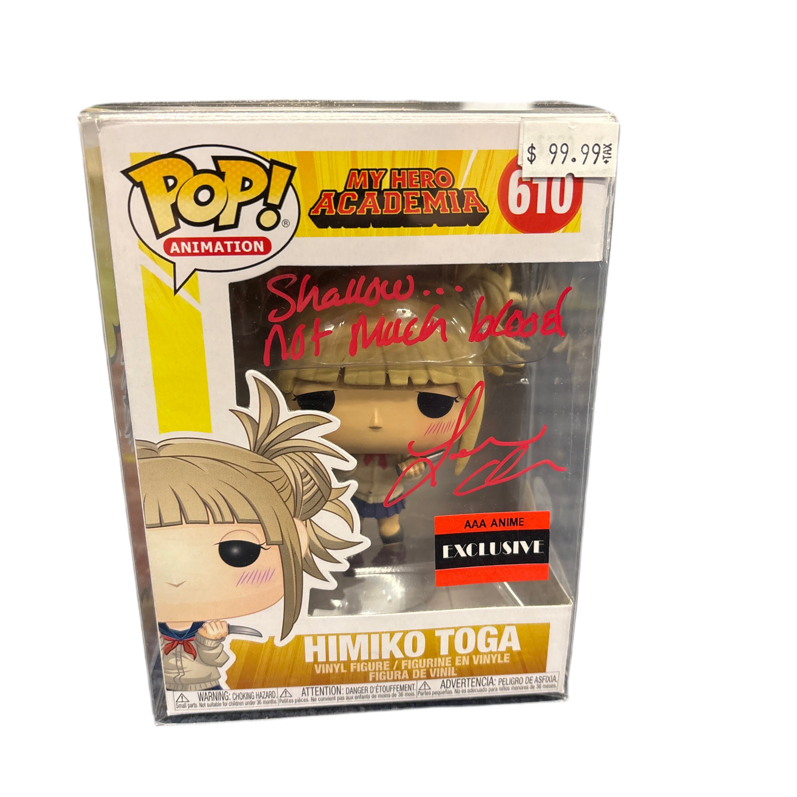 SIGNED Funko Pop! Animation My Hero Academia Himiko Toga AAA Exclusive #610