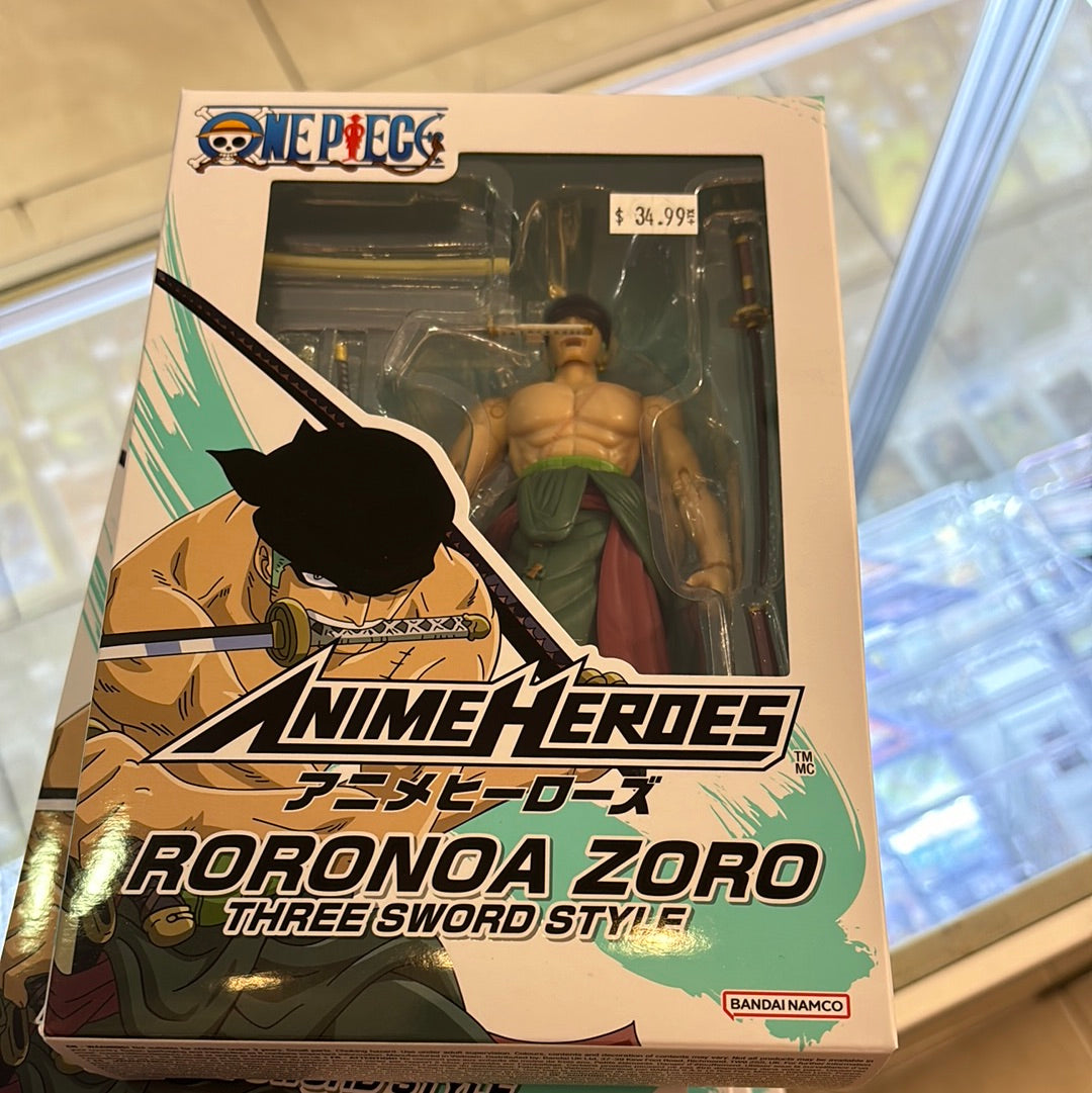 Bandai One Piece Anime Heroes Roronoa Zoro Three Sword Style