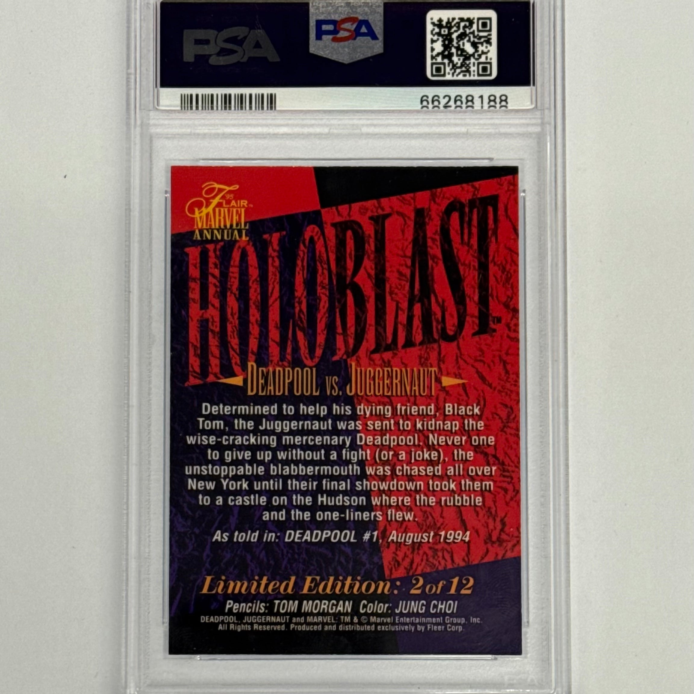 1995 Flair ‘95 PSA NM-MT 8 Deadpool/Juggernaut Marvel Annual Holoblast #2