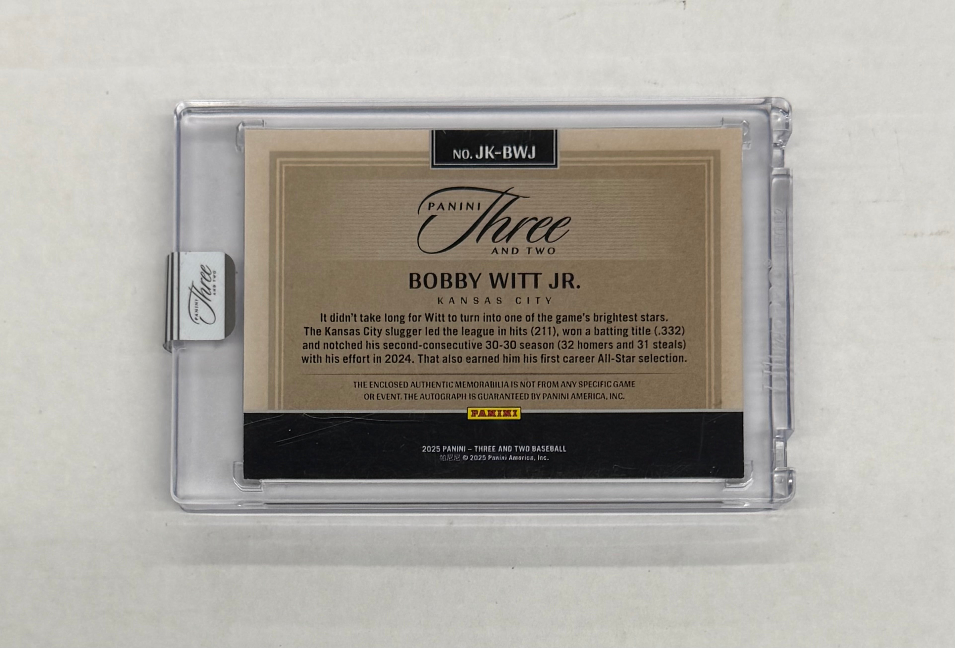 2025 Panini Three And Two Bobby Witt Jr. Hall Of Fame Jersey Autographs #JK-BWJ Numbered 02/99