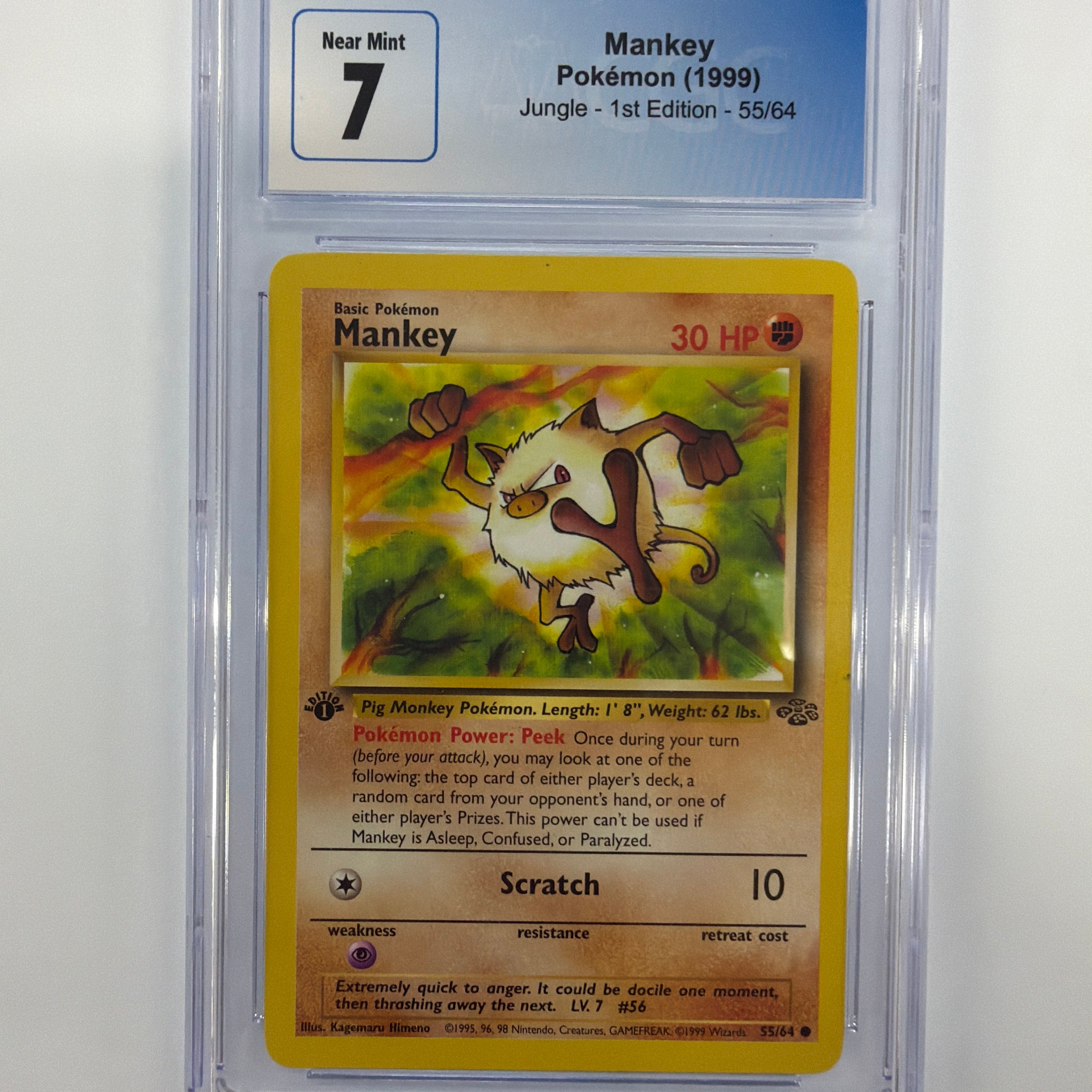Pokémon TCG - CGC Near Mint 7 Jungle 1st Edition Mankey 55/64