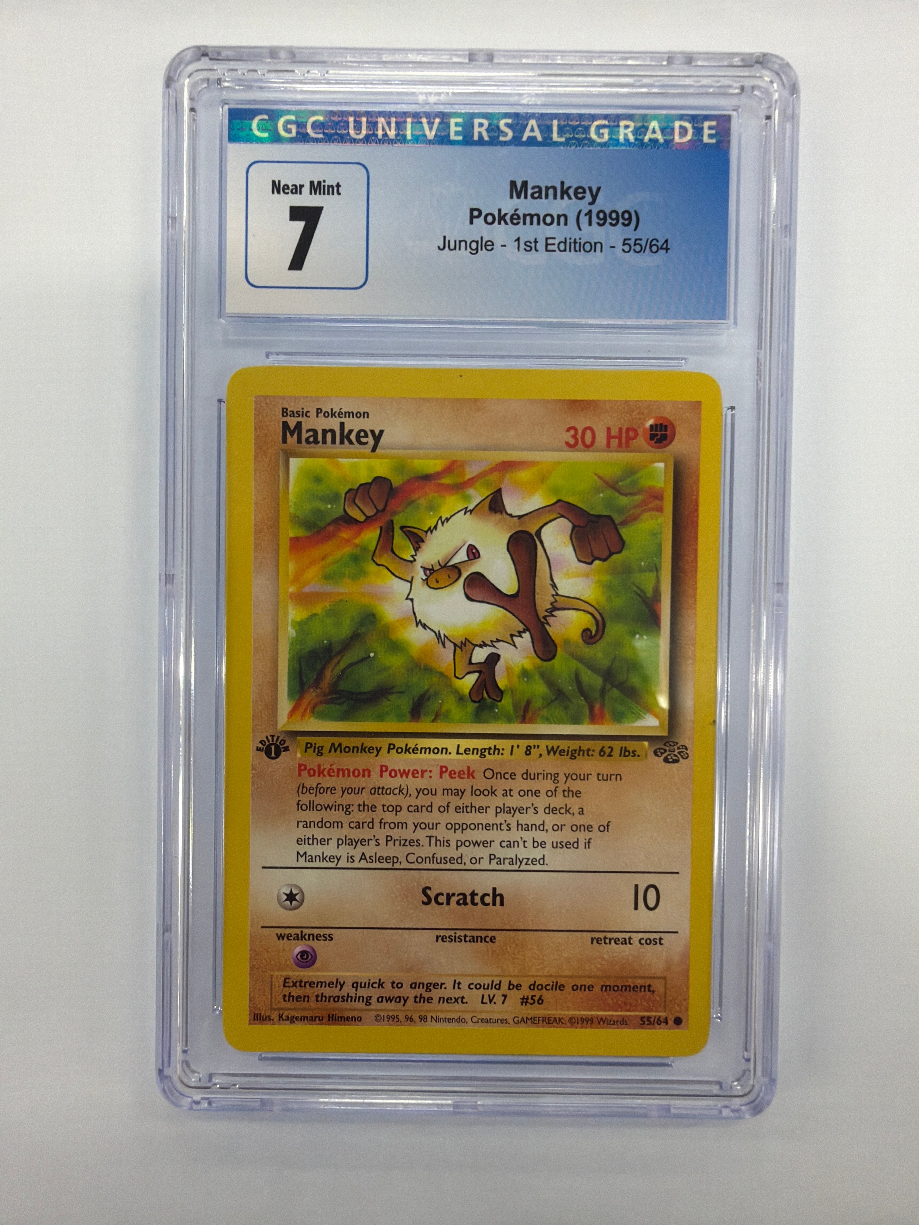 Pokémon TCG - CGC Near Mint 7 Jungle 1st Edition Mankey 55/64