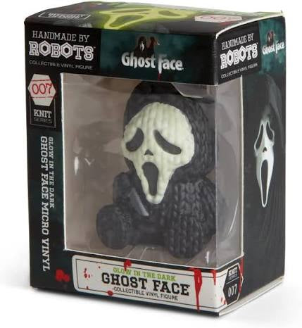 Handmade By Robots Knit Series #007 Glow in the Dark Ghost Face Micro Vinyl Figure