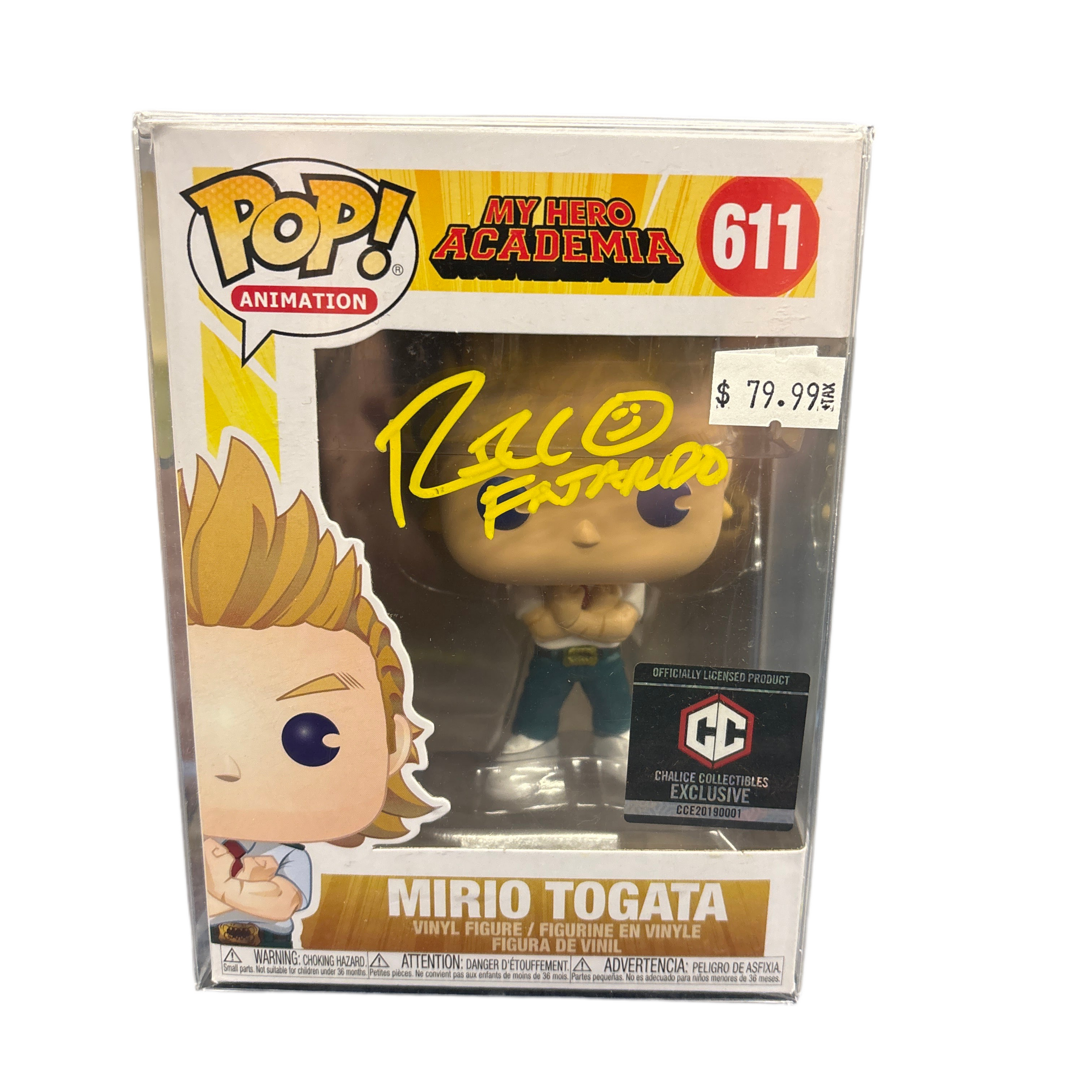 SIGNED Funko Pop! Animation My Hero Academia Mario Togata Chalice Collectibles Exclusive #611
