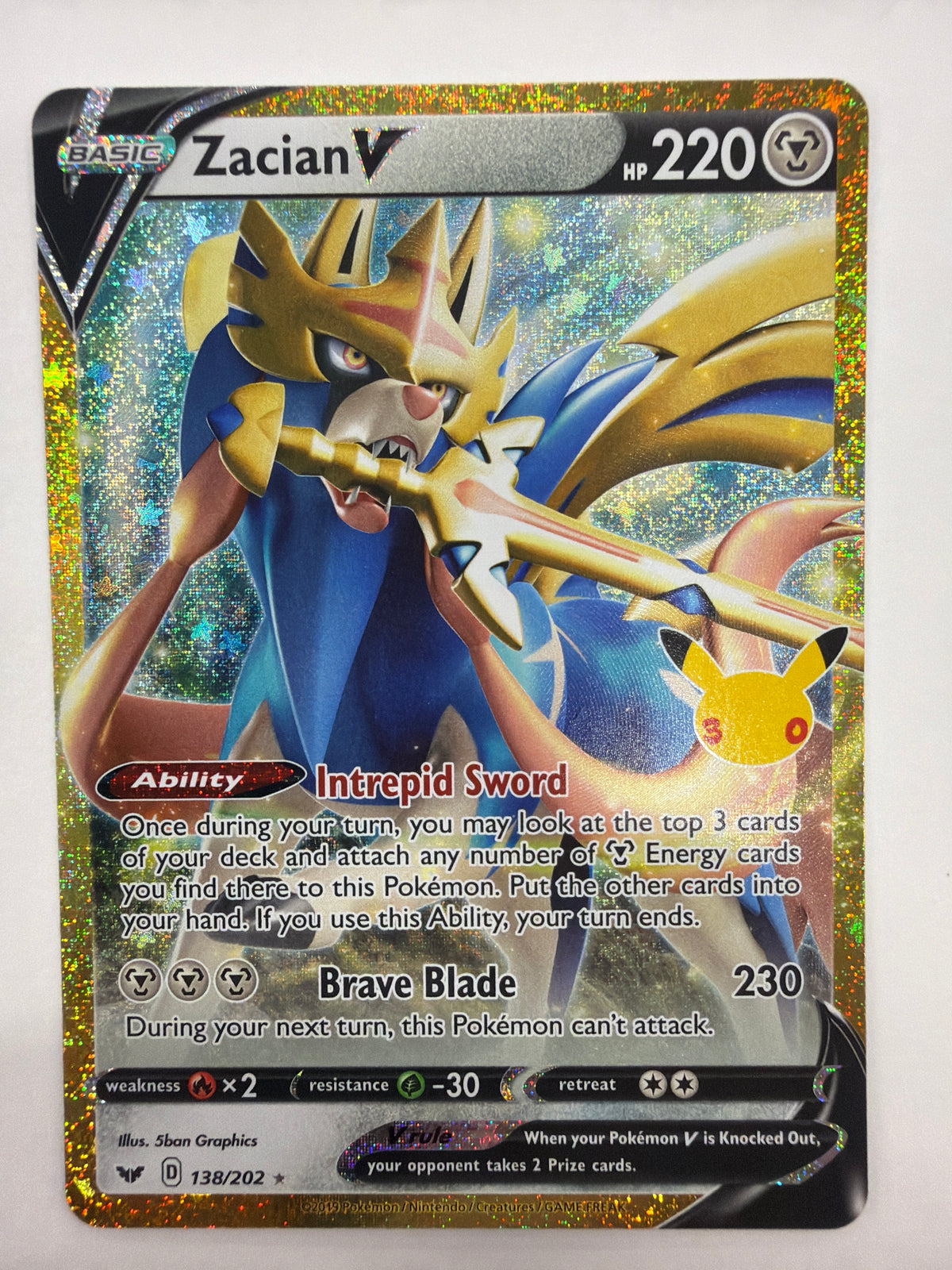 Pokémon TCG - 30th Celebration: Classic Collection Zacian V 138/202 NM