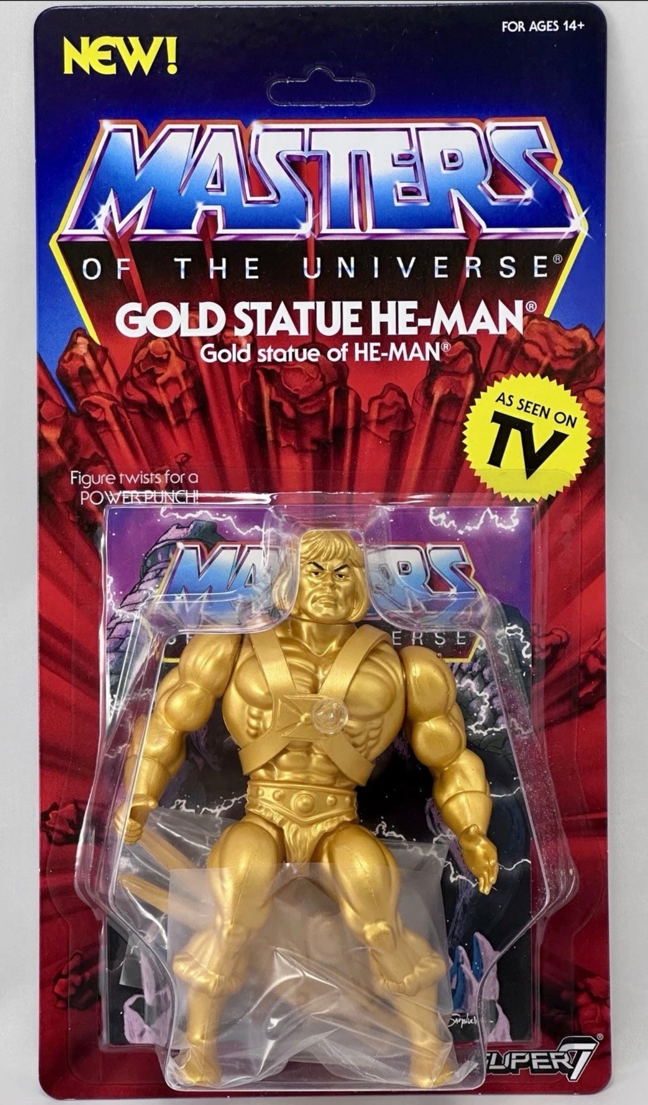 Super 7 Masters of the Universe Gold Statue He-Man 5.5” Retro Action Figure
