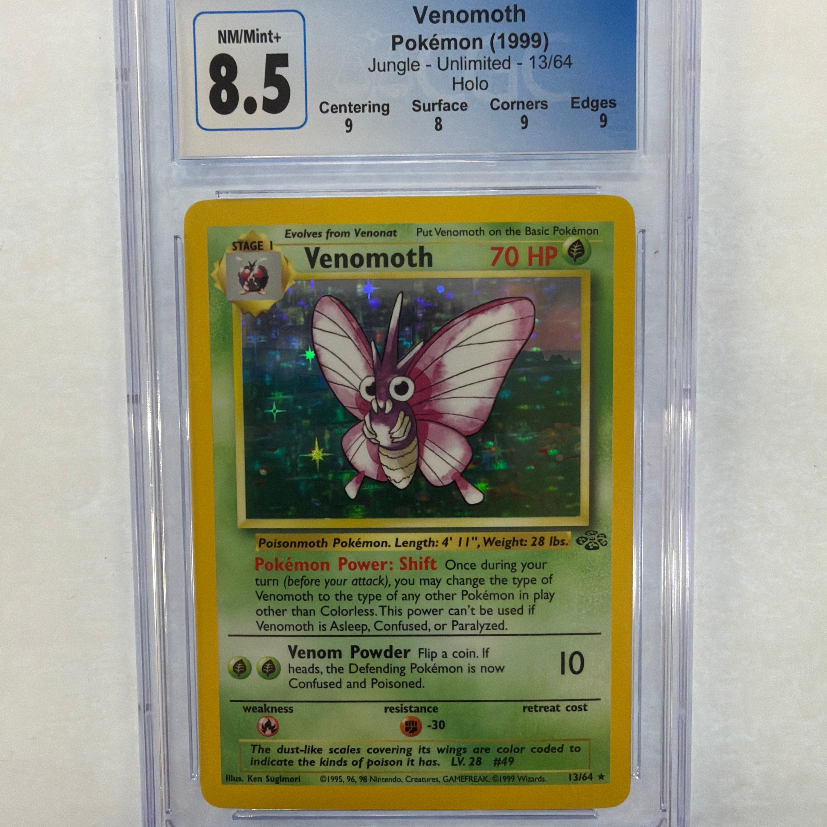 Pokémon TCG - CGC NM/Mint+ 8.5 Jungle Unlimited Venomoth 13/64 Holo