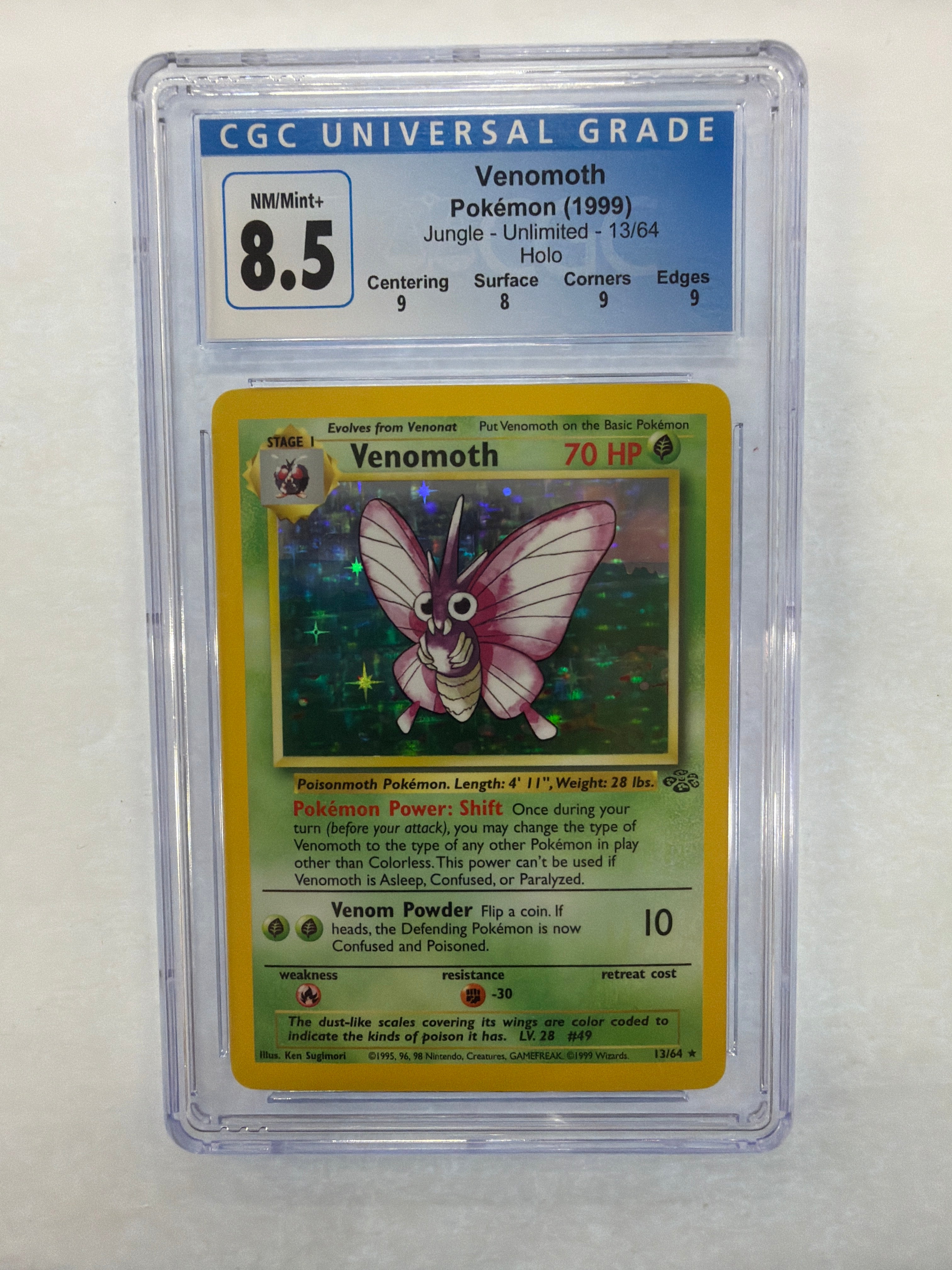 Pokémon TCG - CGC NM/Mint+ 8.5 Jungle Unlimited Venomoth 13/64 Holo
