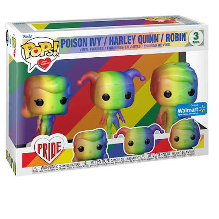 Funko Pops! With Purpose DC Poison Ivy, Harley Quinn, & Robin Pride Walmart Exclusive 3 Pack