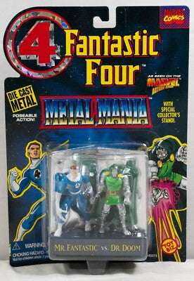 Toy biz Marvel Fantastic Four Metal  Mania Mr Fantastic vs Dr Doom