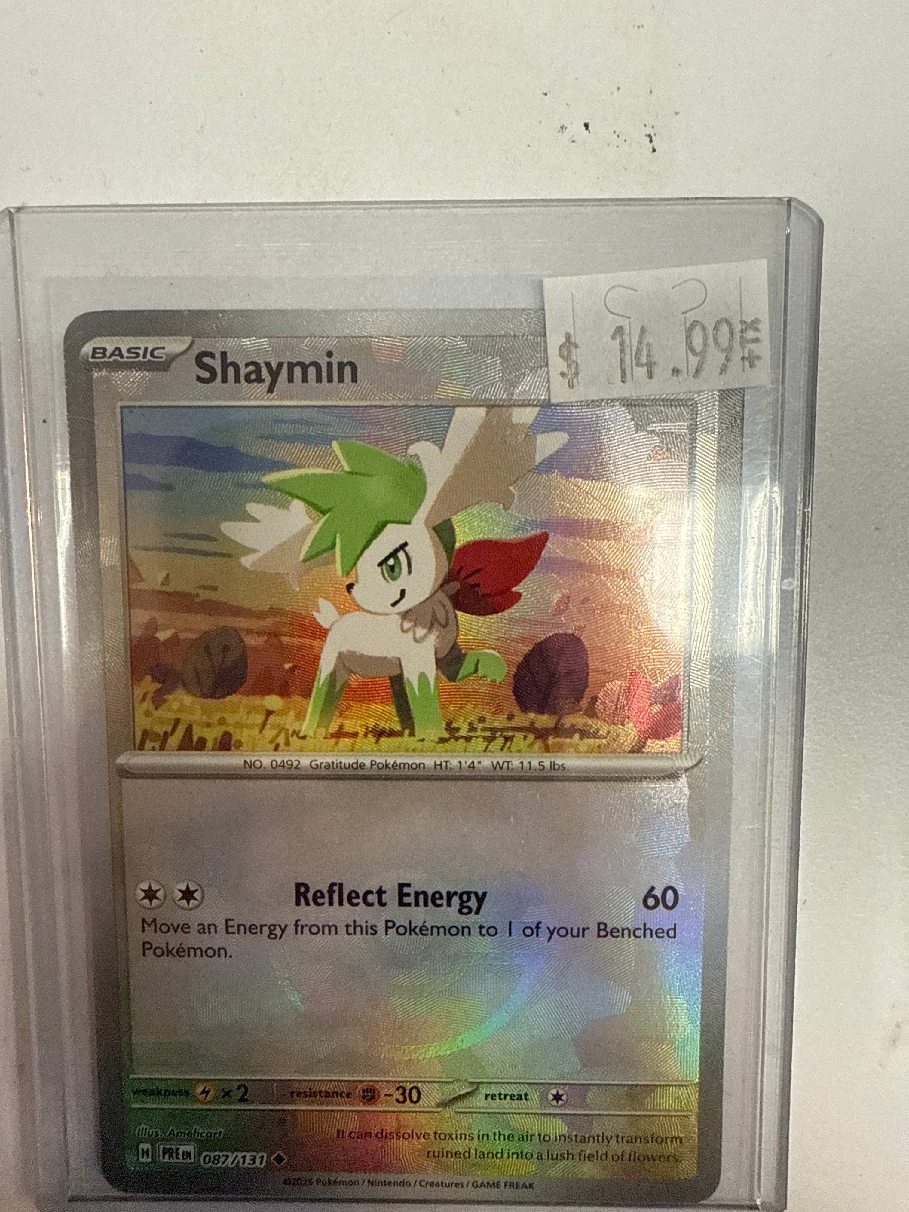 Pokemon TCG Shaymin 087-131 Prismatic Evolutions (Master Ball Foil) NM True Believers Gaming and Collectibles Pokemon TCG Shaymin 087-131 Prismatic Evolutions (Master Ball Foil) NM True Believers Gaming and Collectibles