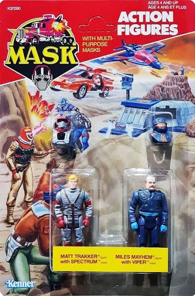 Kenner Mask Action Figures Matt Trakker with Spectrum and Miles Mayhem with Viper