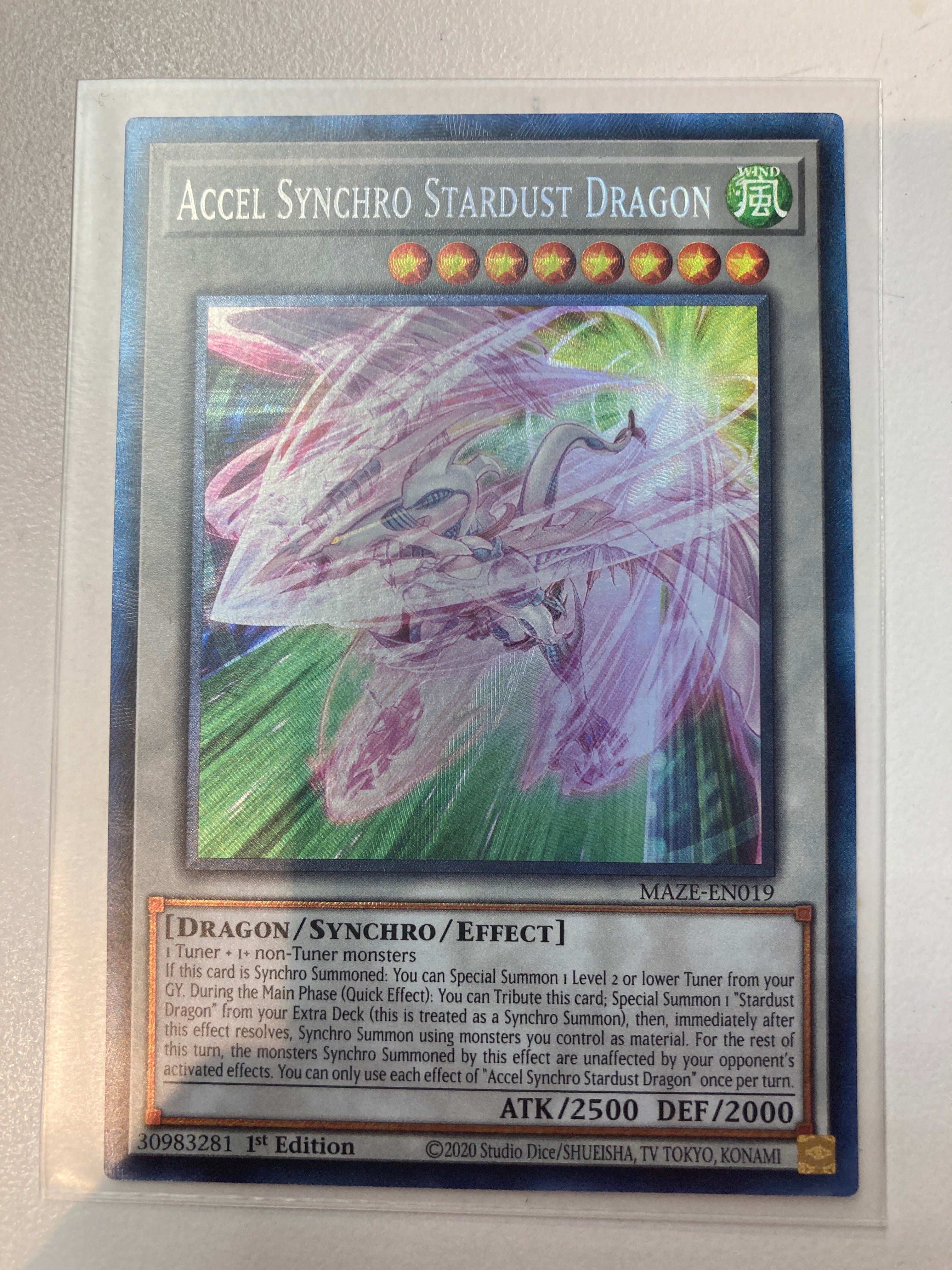 Yugioh TCG Accel Synchro Stardust Dragon MAZE-EN019 First Edition Coll True Believers Gaming and Collectibles Yugioh TCG Accel Synchro Stardust Dragon MAZE-EN019 First Edition Coll True Believers Gaming and Collectibles