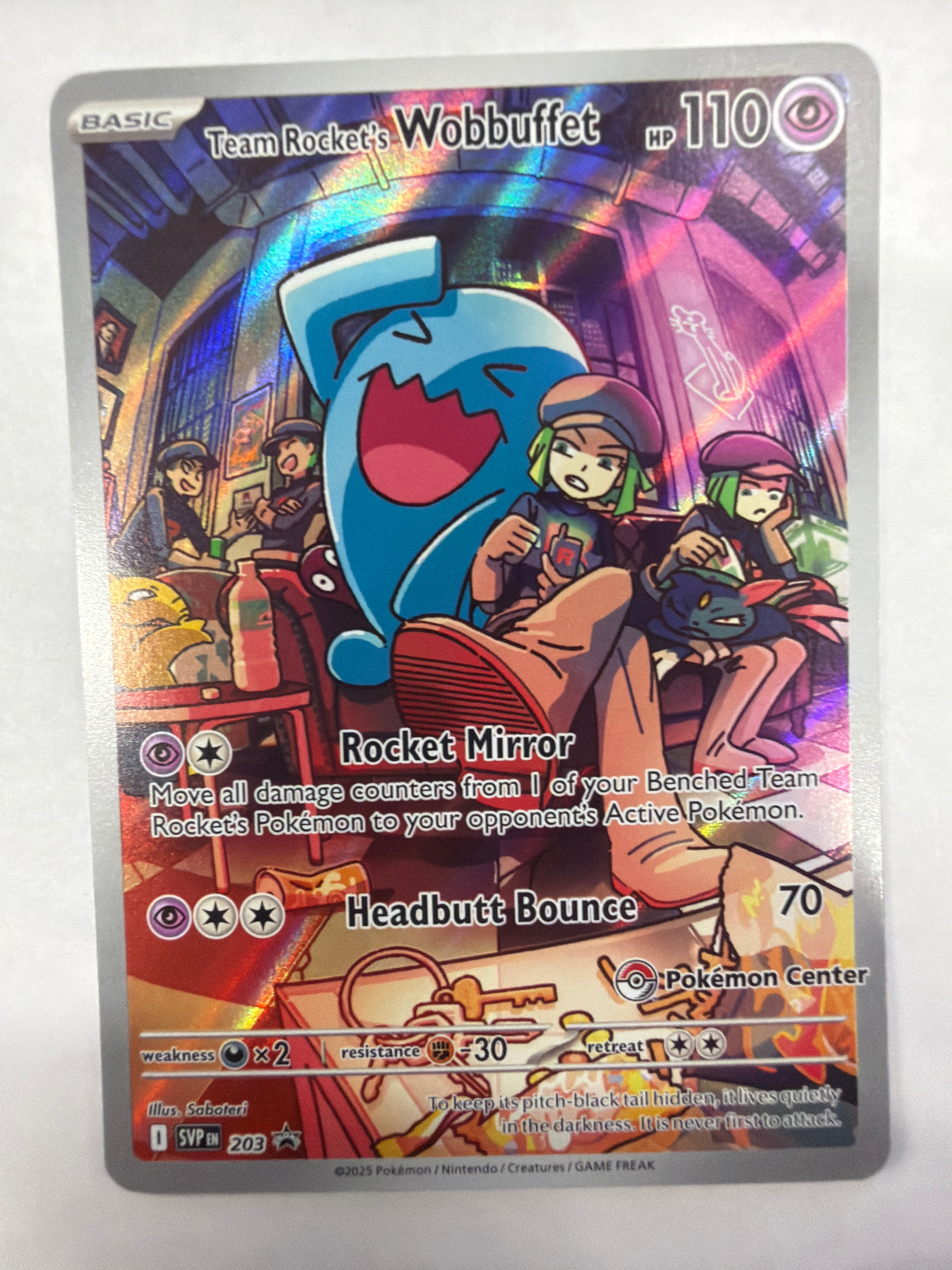Pokémon TCG - Scarlet & Violet Promo Team Rocket's Wobbuffet (Pokémon Center Stamped) 203 NM