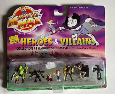 Mattel Mighty Max Heroes & Villains Collection #1 Featuring Skull Master! Mini Figures