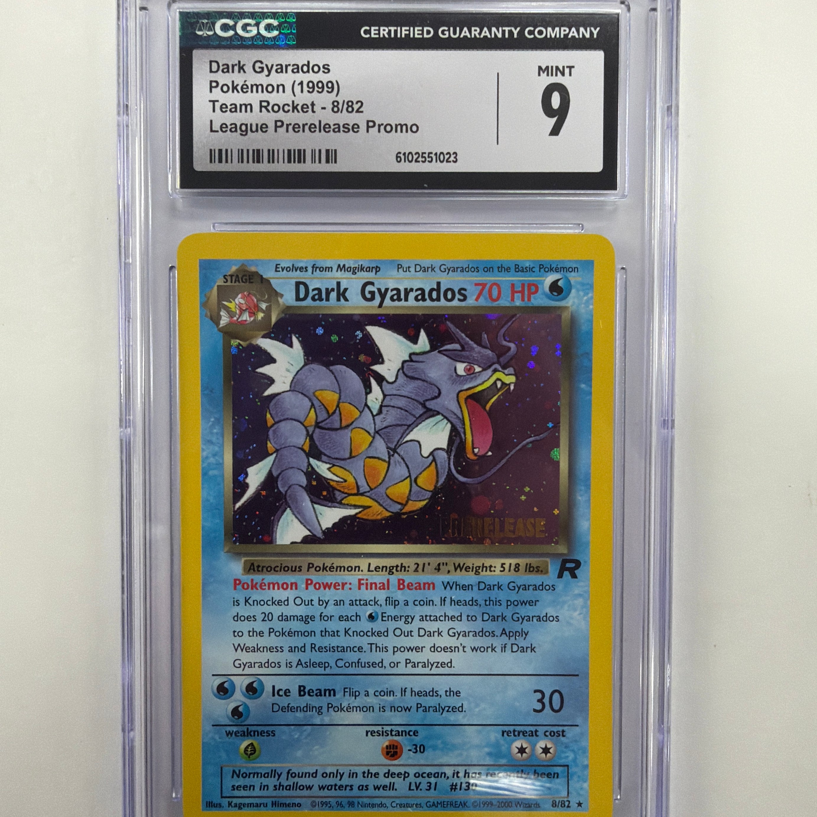 Pokémon TCG - CGC Mint 9 Wizards of the Coast Promo Darl Gyarados 8/82 Holo Prerelease Stamp