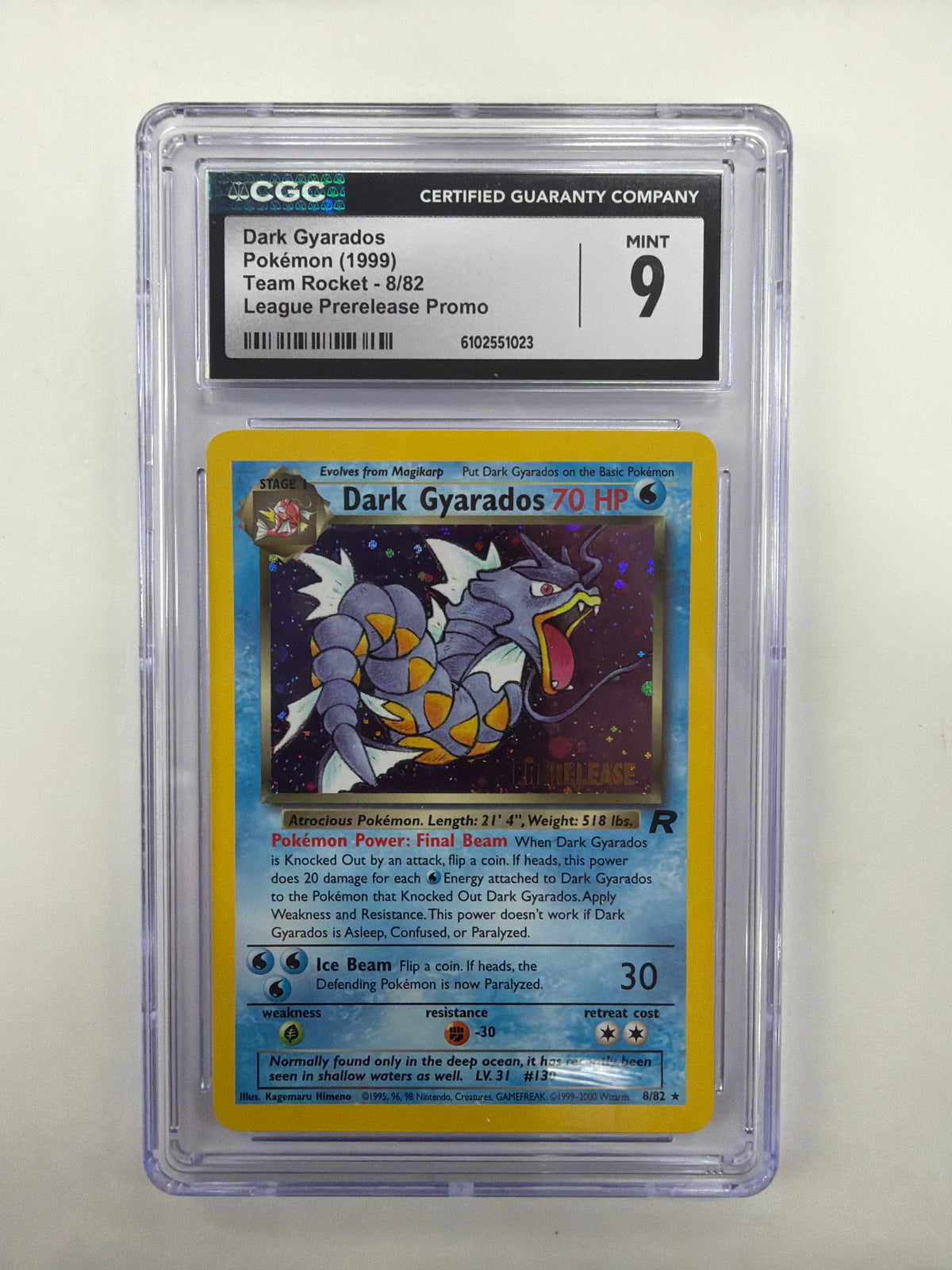 Pokémon TCG - CGC Mint 9 Wizards of the Coast Promo Darl Gyarados 8/82 Holo Prerelease Stamp