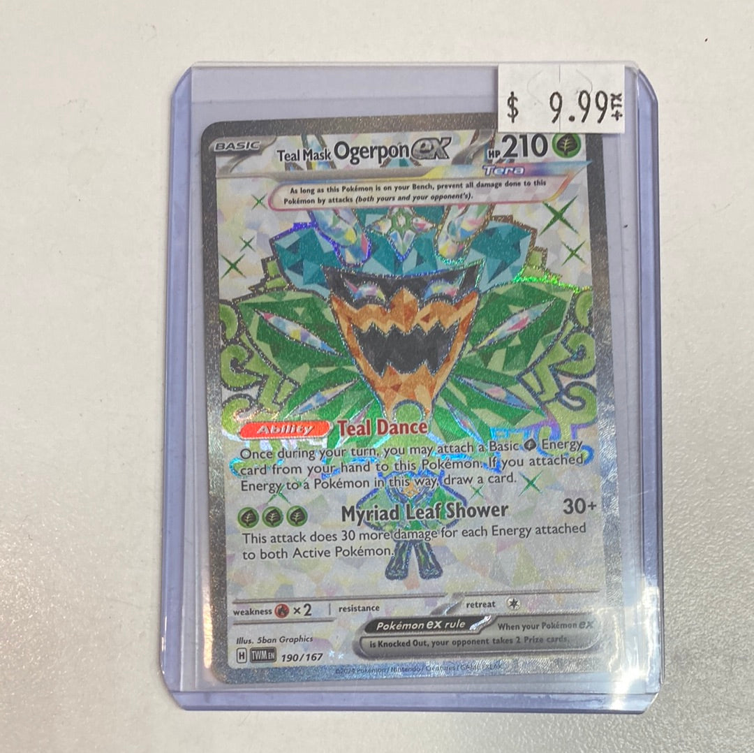 teal mask ogerpon pokemon card Pokémon TCG Teal Mask Ogerpon EX 190/167 Twilight Masquerade Full Art – True Believers Gaming and Collectibles