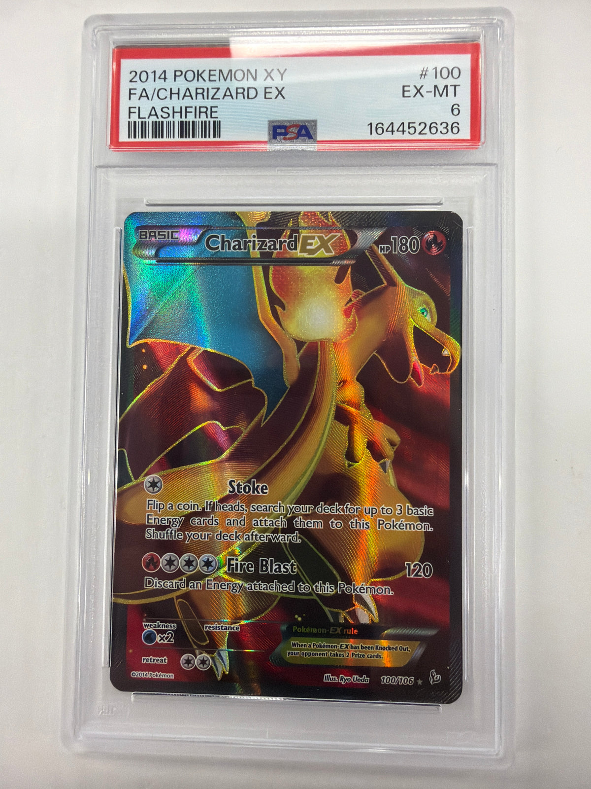Pokémon TCG - PSA EX-MT 6 Flashfire Charizard EX 100/106
