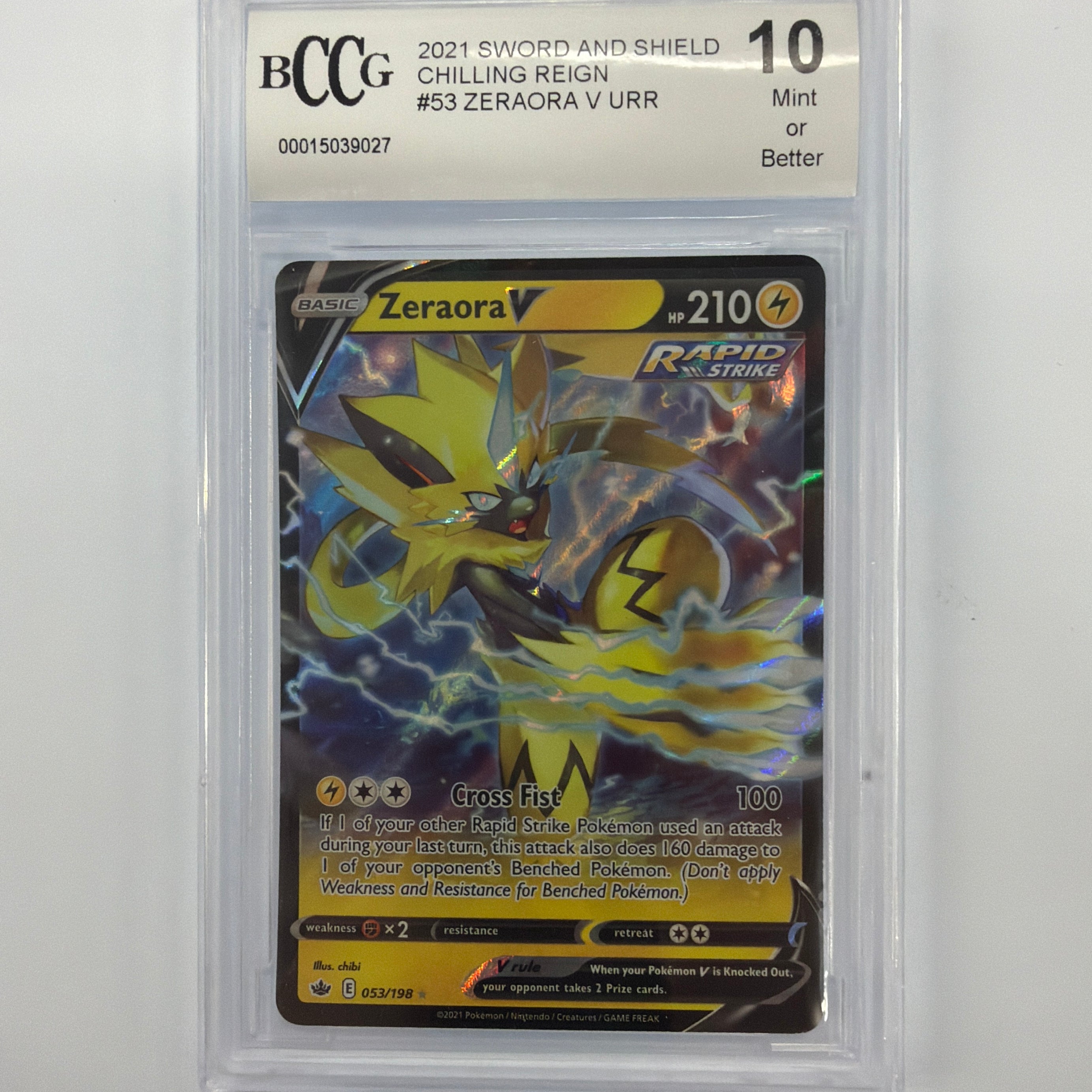 Pokémon TCG - Beckett Mint or Better 10 Chilling Reign Zeraora V 53/198