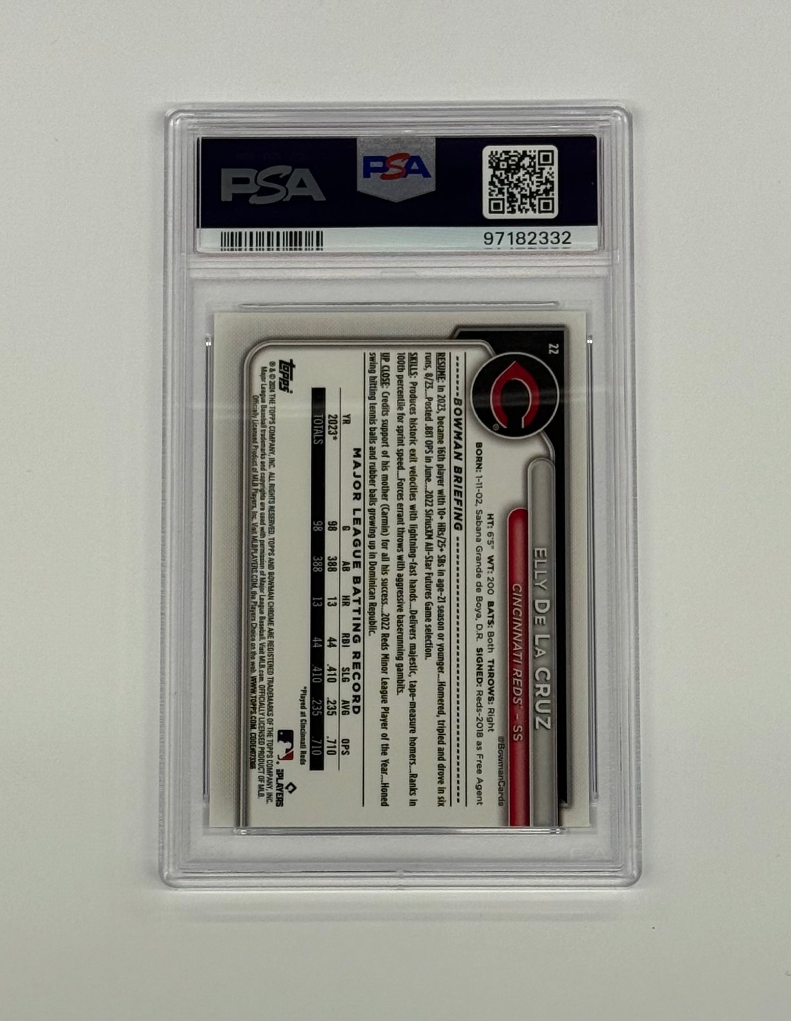 2024 Bowman Mega Box Chrome PSA 10 GEM MT Elly De La Cruz #22 Mojo Refractor