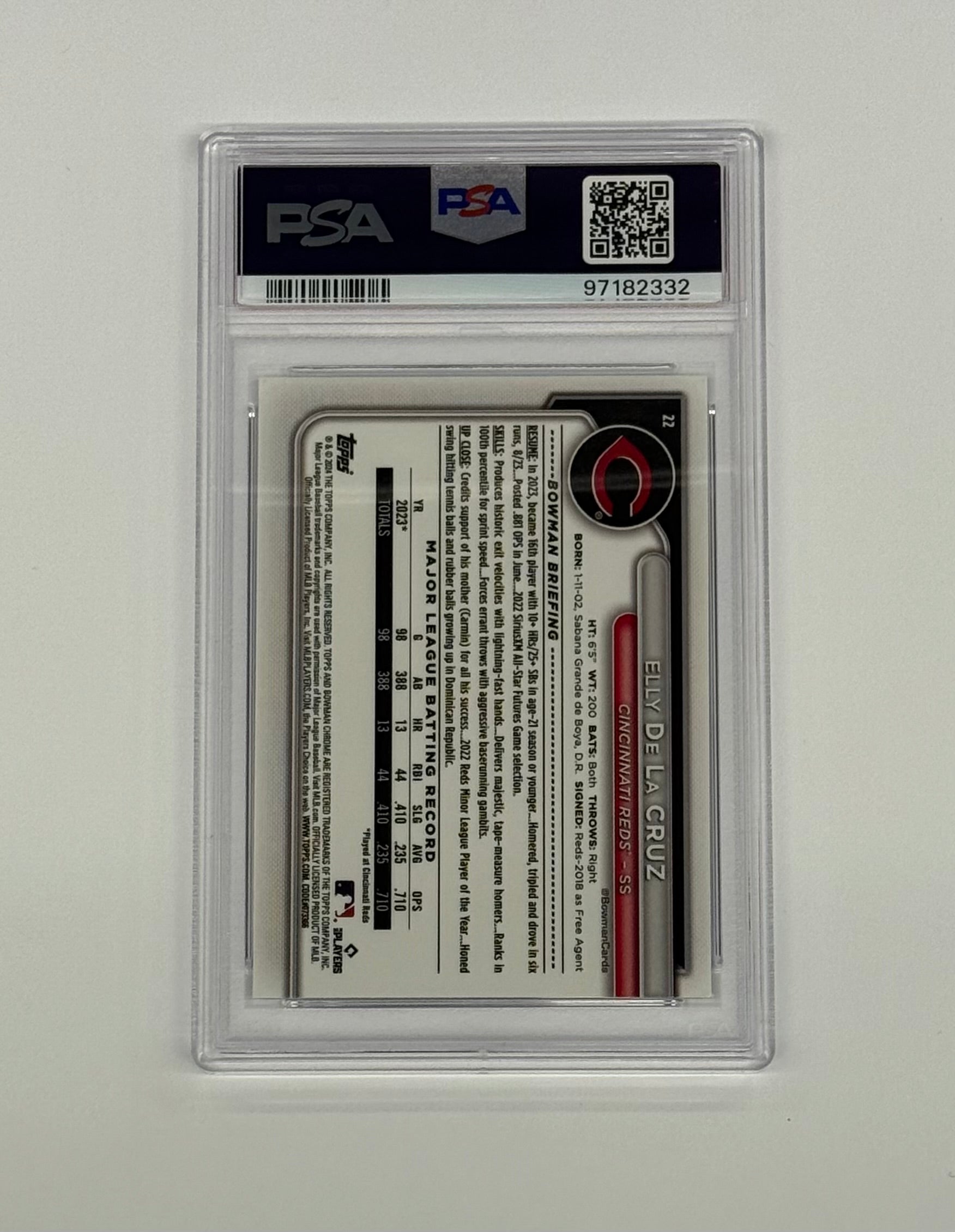 2024 Bowman Mega Box Chrome PSA 10 GEM MT Elly De La Cruz #22 Mojo Refractor