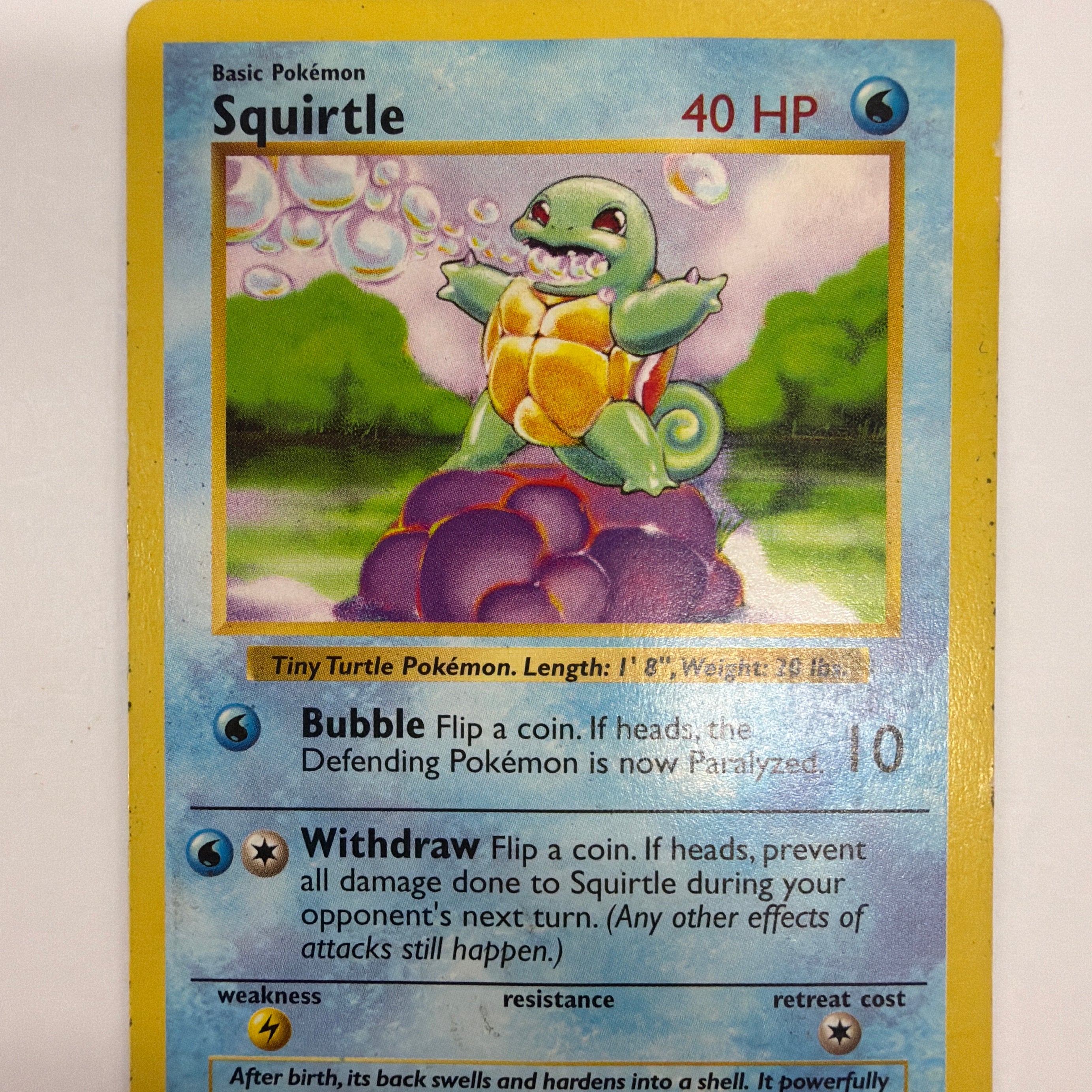 Pokémon TCG - Base Set Unlimited Shadowless Squirtle 63/102 Non-Holo HP