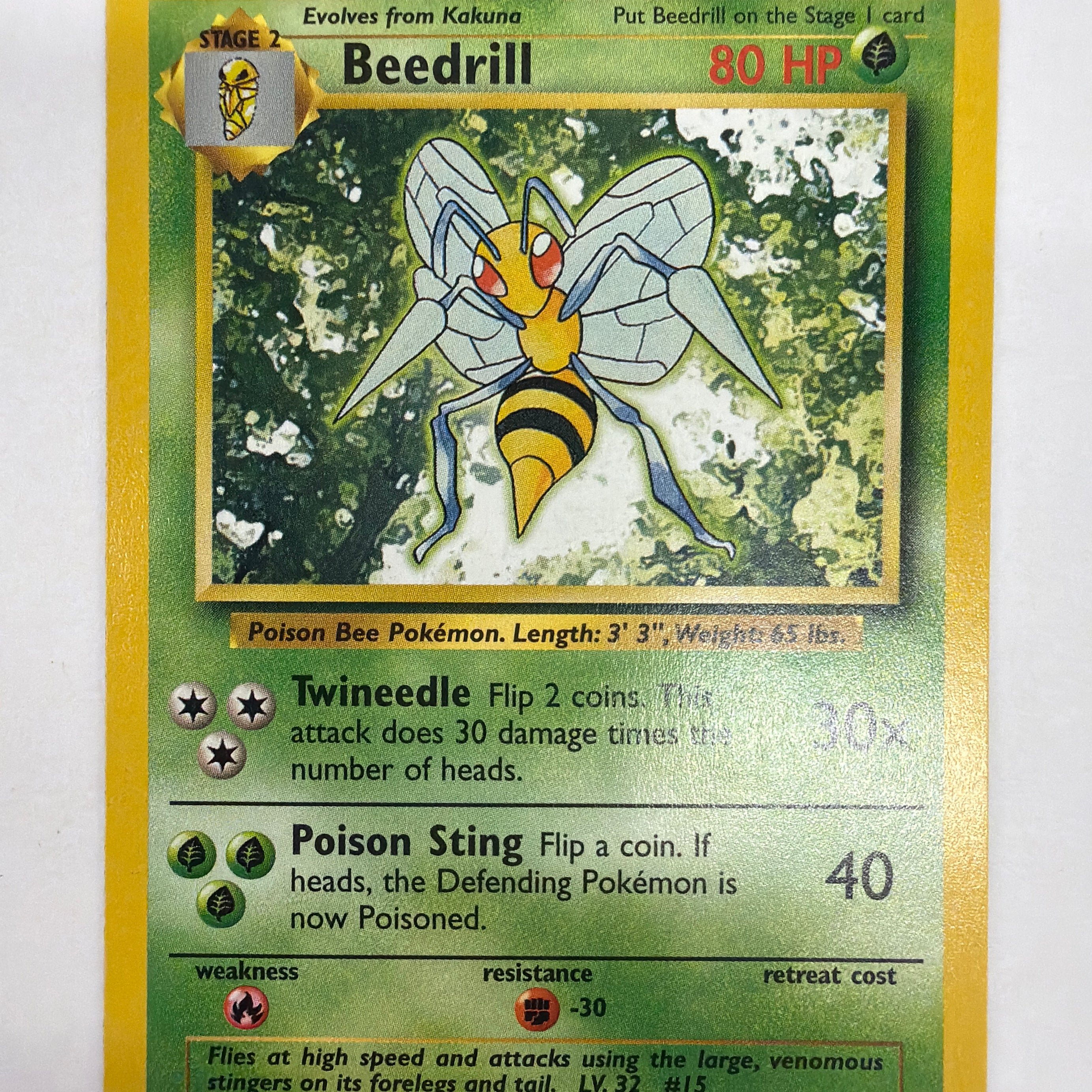 Pokémon TCG - Base Set Unlimited Beedrill 17/102 Non-Holo NM