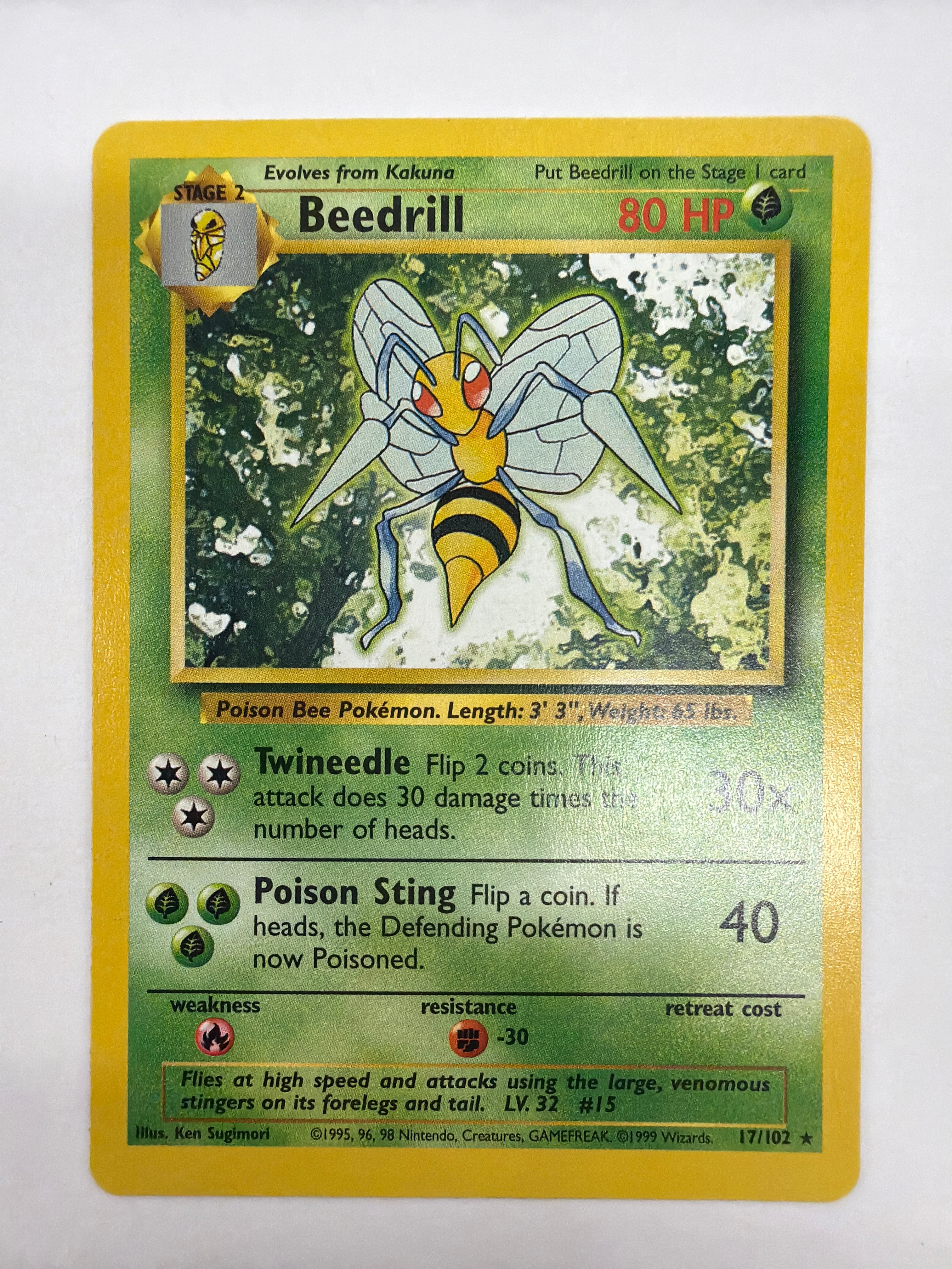Pokémon TCG - Base Set Unlimited Beedrill 17/102 Non-Holo NM