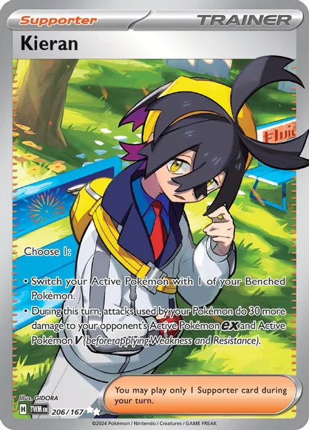 what time does target usually restock pokemon cards Pokémon TCG Kieran 206/167 Twilight Masquerade Full Art Mint – True  Believers Gaming and Collectibles