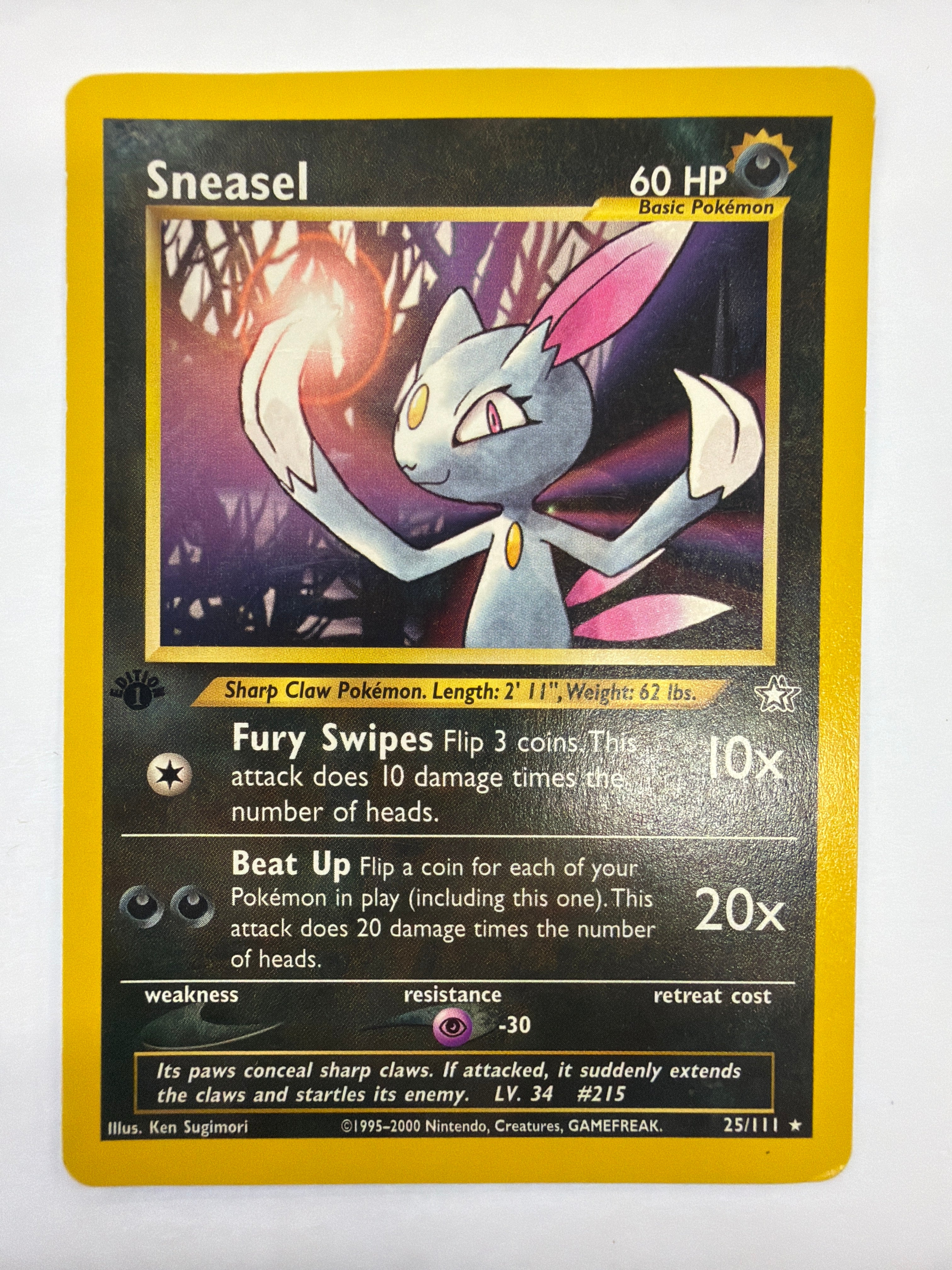 Pokémon TCG - Neo Genesis 1st Edition Sneasel 25/111 Non-Holo DMG