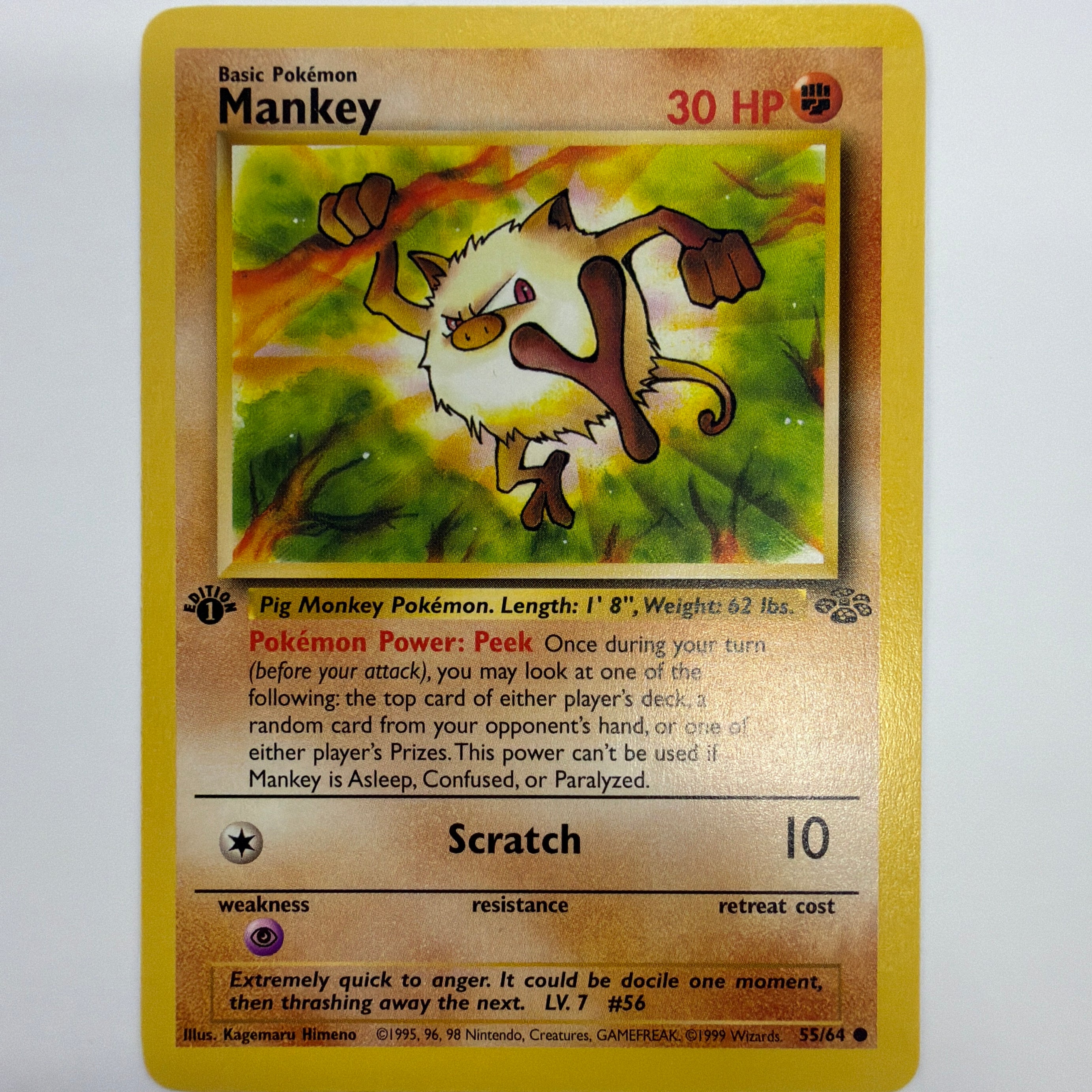 Pokémon TCG - Jungle 1st Edition Mankey 55/64 Non-Holo NM
