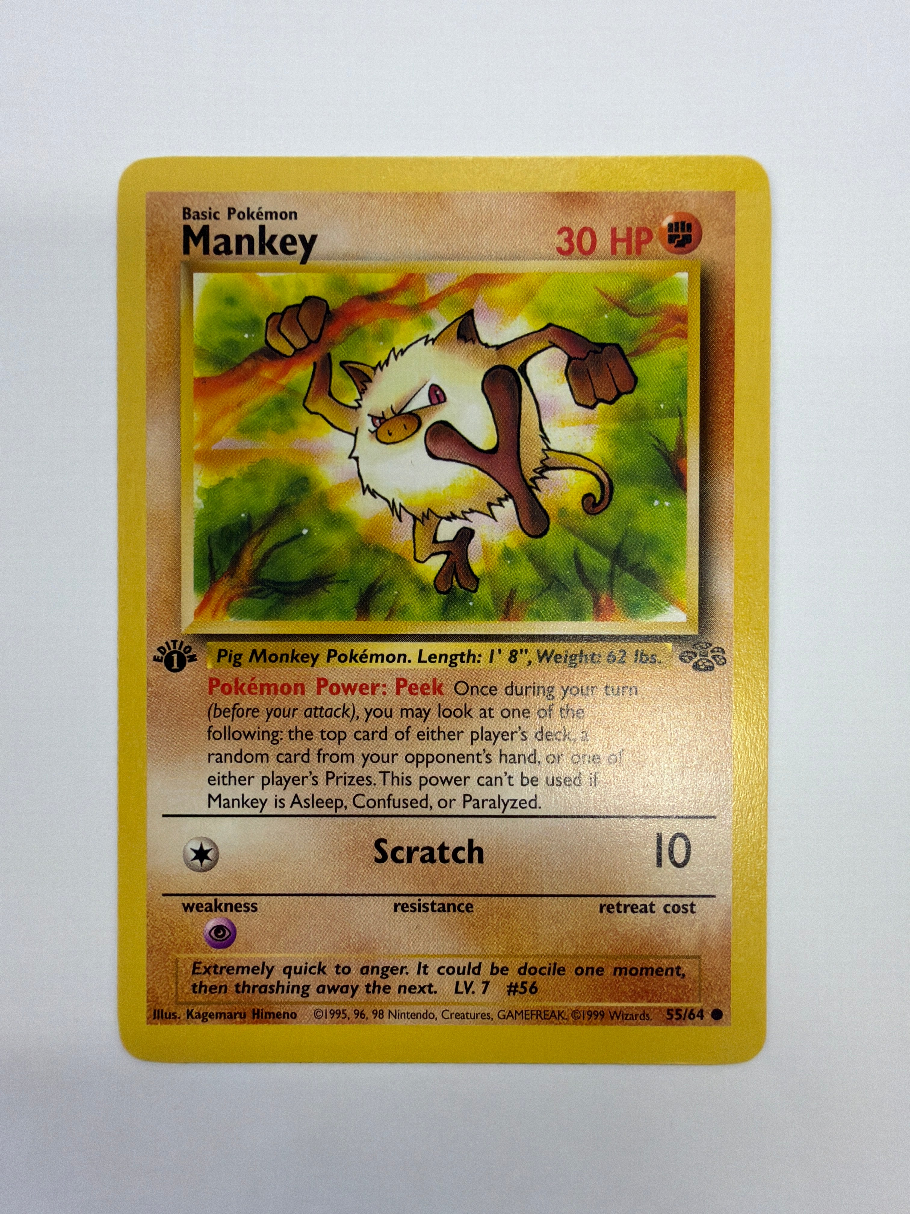 Pokémon TCG - Jungle 1st Edition Mankey 55/64 Non-Holo NM
