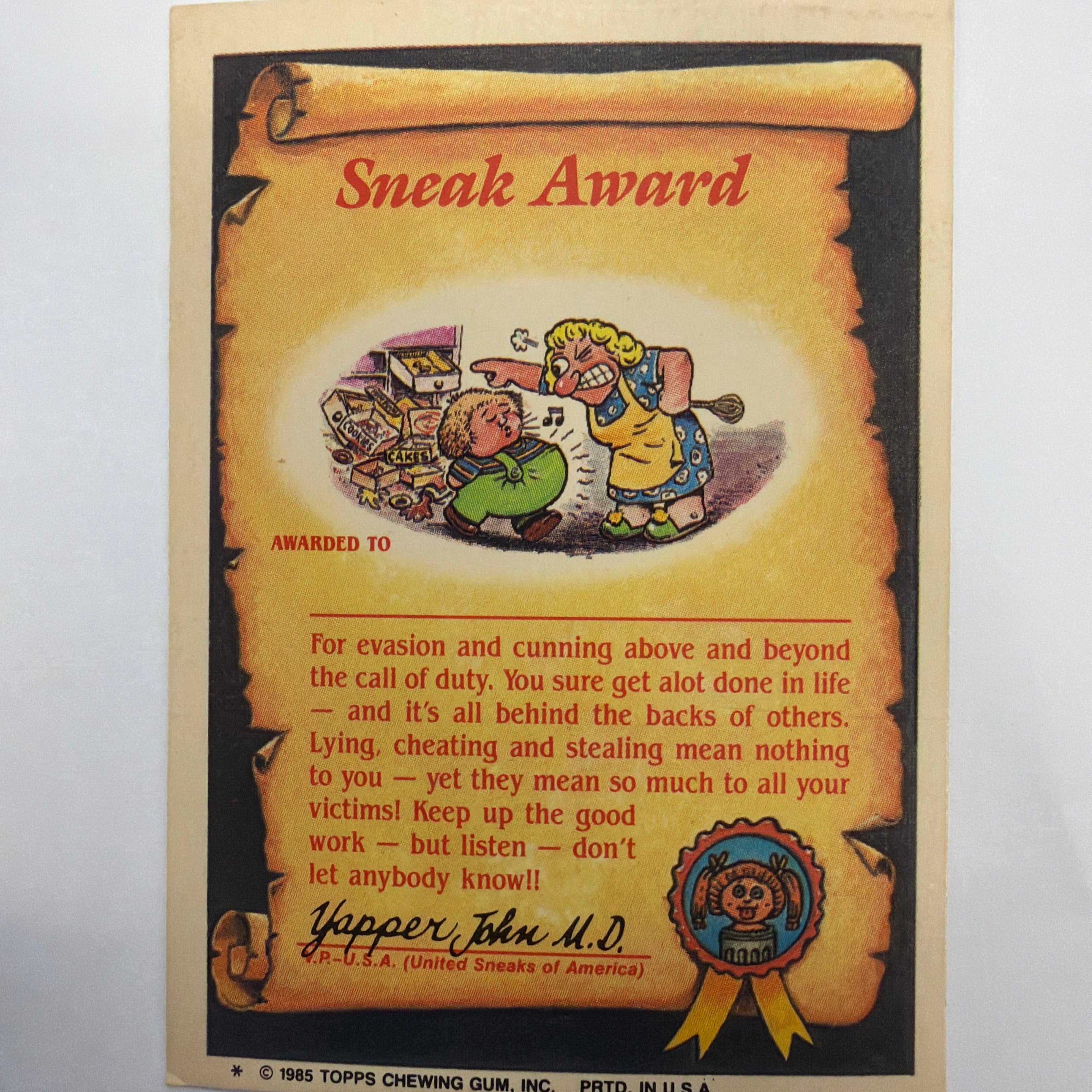 Garbage Pail Kids - 1985 Patty Putty #42a