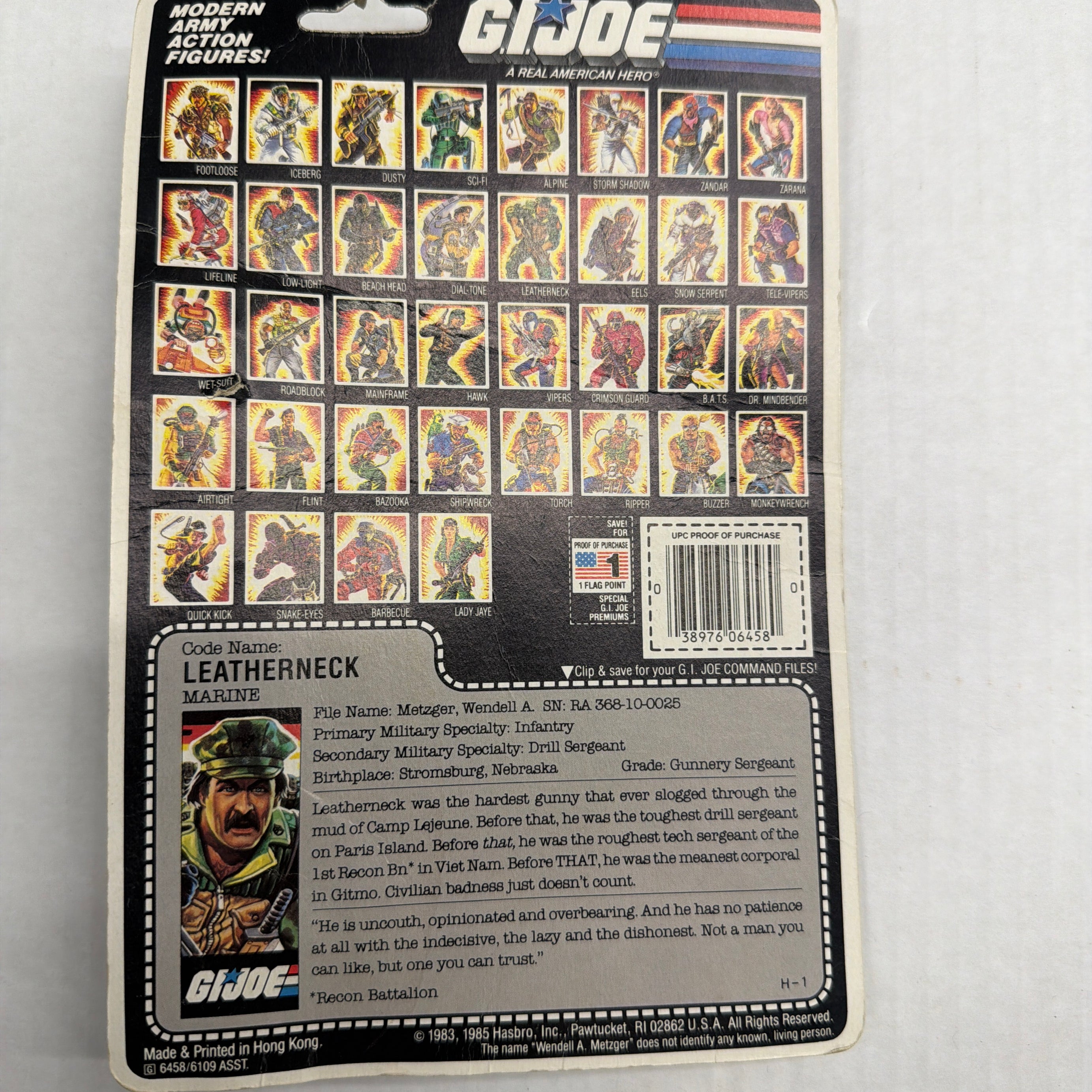 Hasbro G.I. Joe Leatherneck (Marine) Vintage 3.5 Inch Action Figure (On Card)