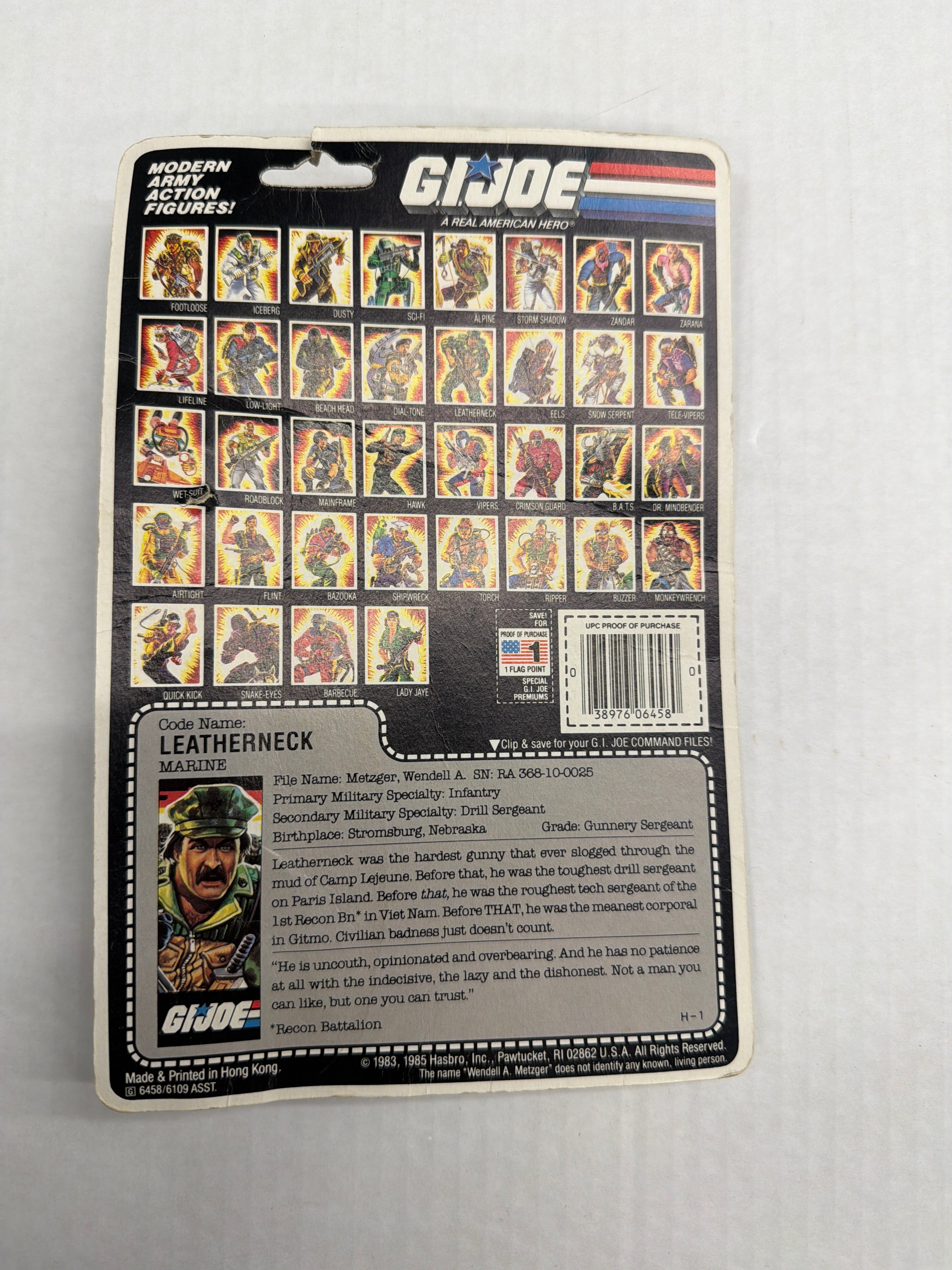 Hasbro G.I. Joe Leatherneck (Marine) Vintage 3.5 Inch Action Figure (On Card)