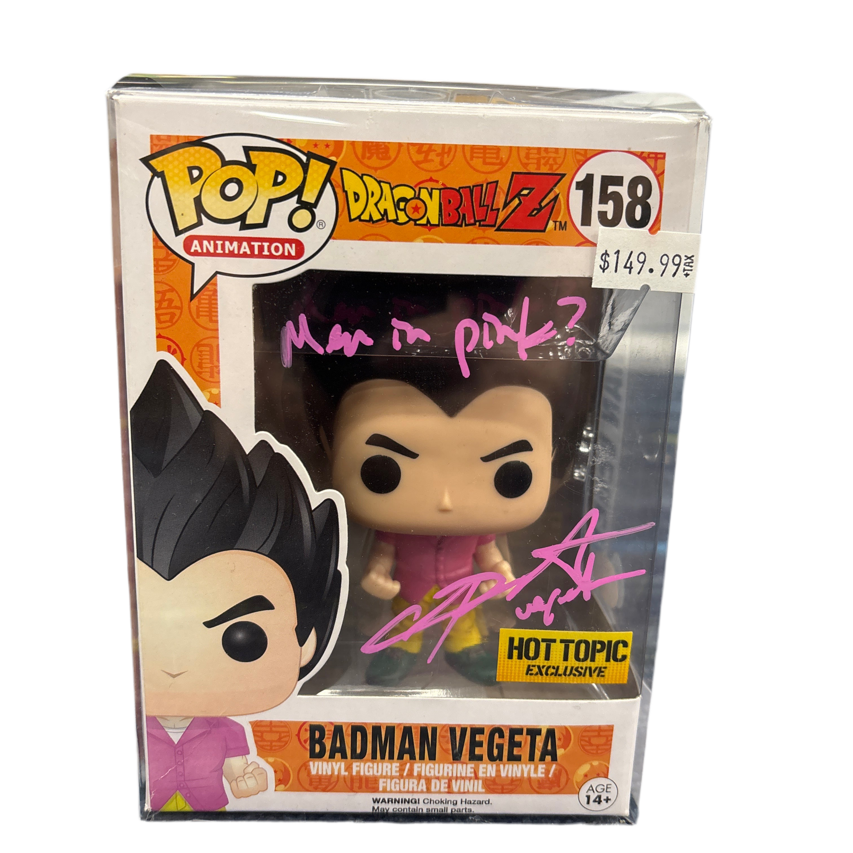 SIGNED Funko Pop! Animation Dragon Ball Z Batman Vegeta Hot Topic Exclusive #158