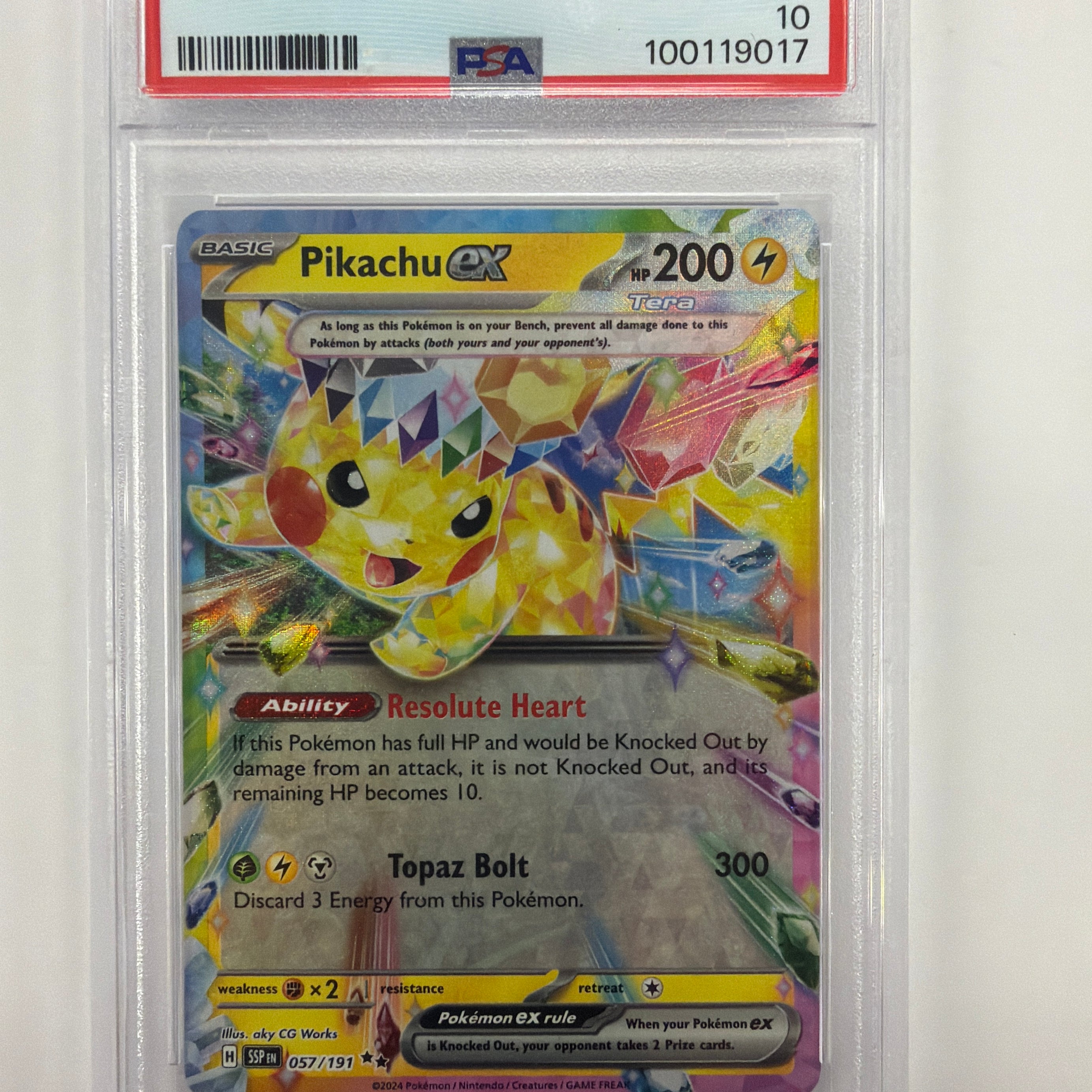 Pokémon TCG - PSA Gem MT 10 Surging Sparks Pikachu ex 057/191 Double Rare