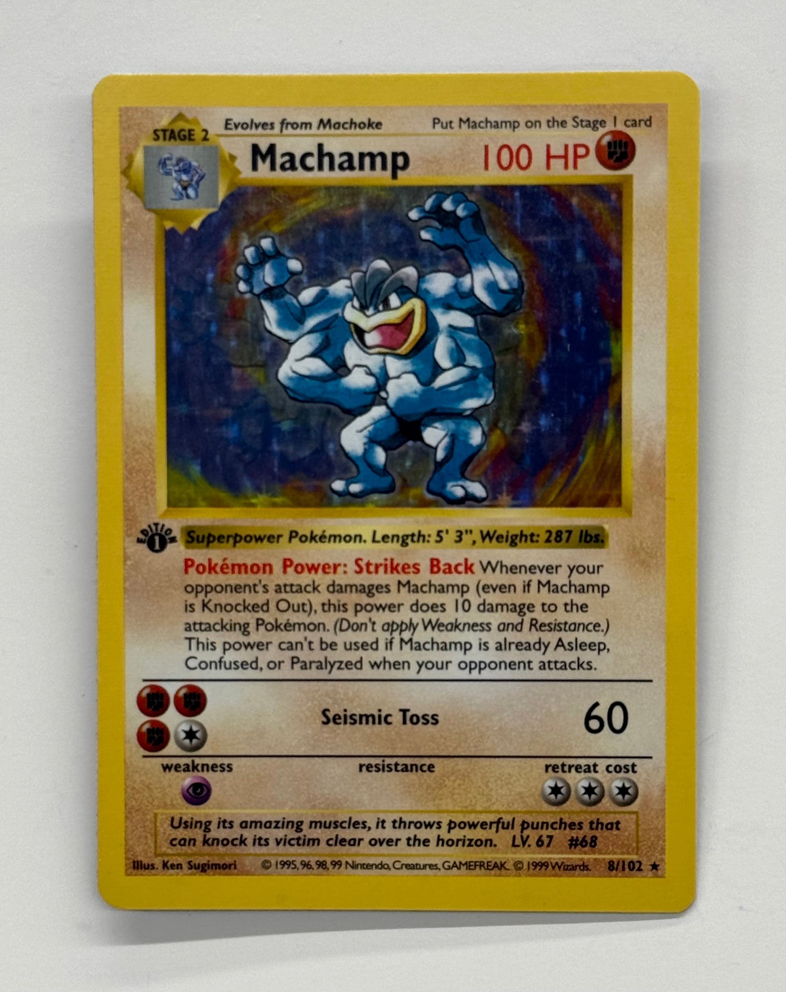 Pokémon TCG - Base Set 1st Edition Shadowless Machamp Holo 8/102 NM