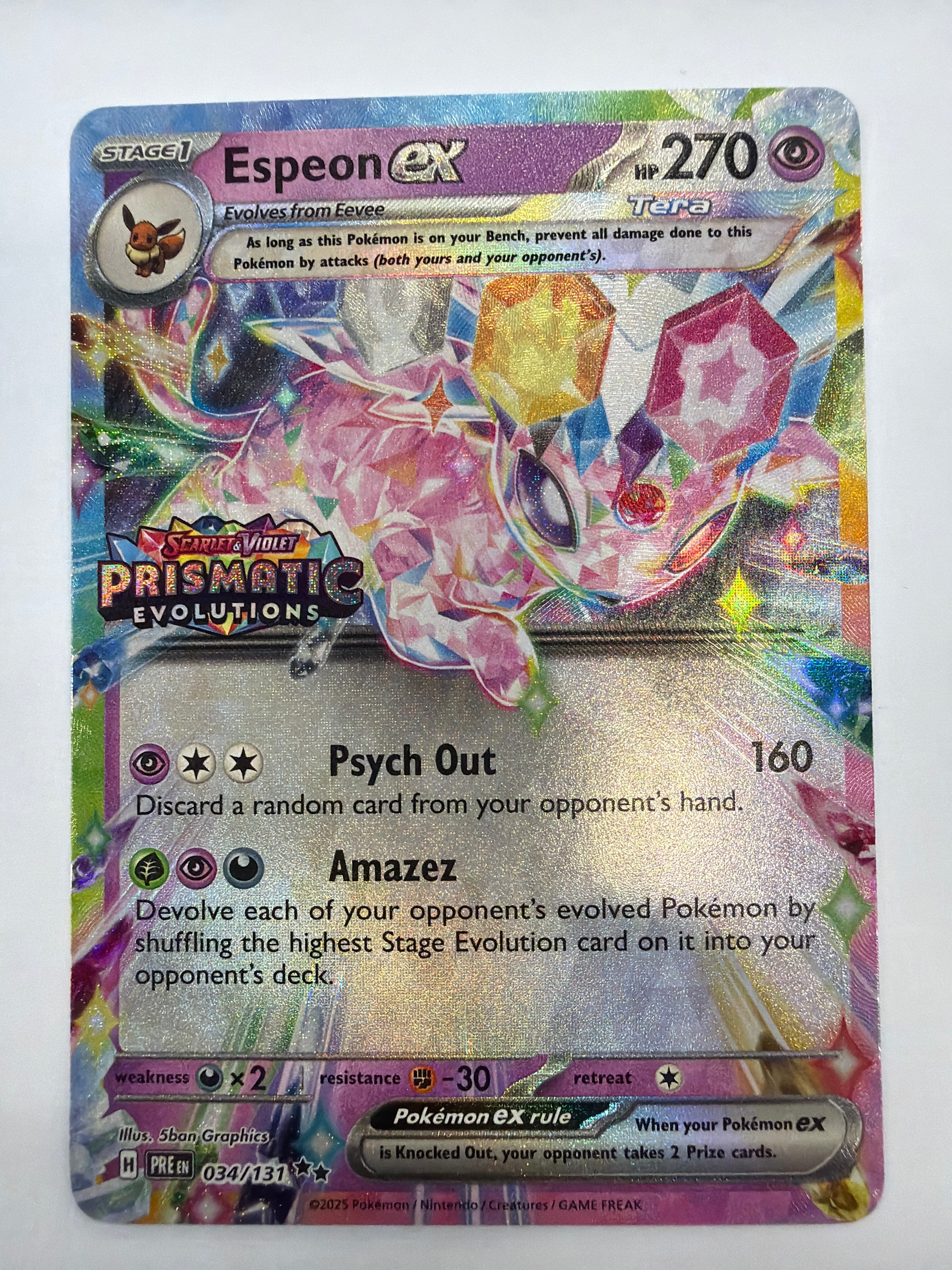 Pokémon TCG - Scarlet & Violet Promo Espeon ex 034/131 Prismatic Evolutions Stamped NM