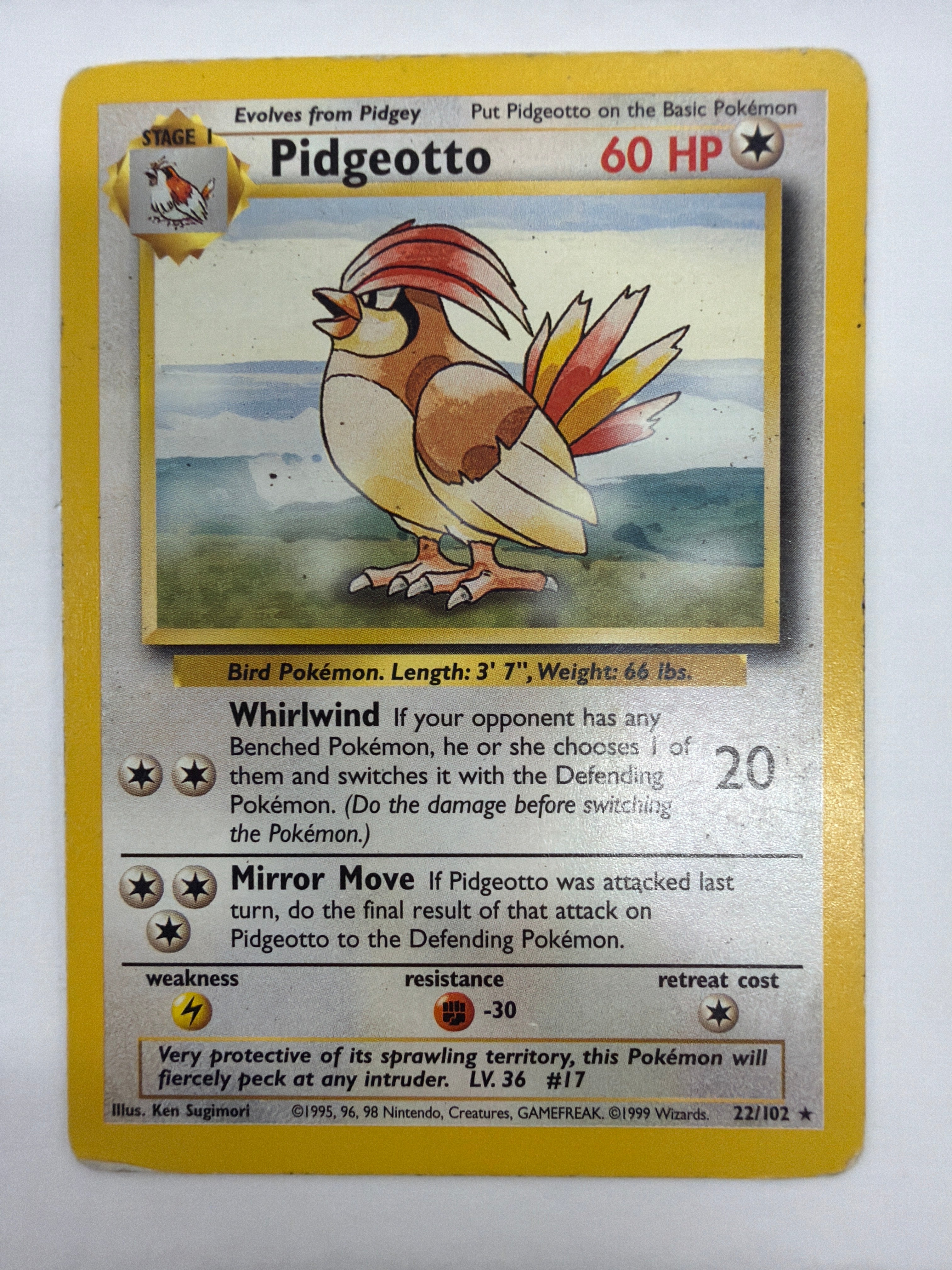 Pokémon TCG - Base Set Unlimited  Pidgeotto 22/102 Non-Holo NM