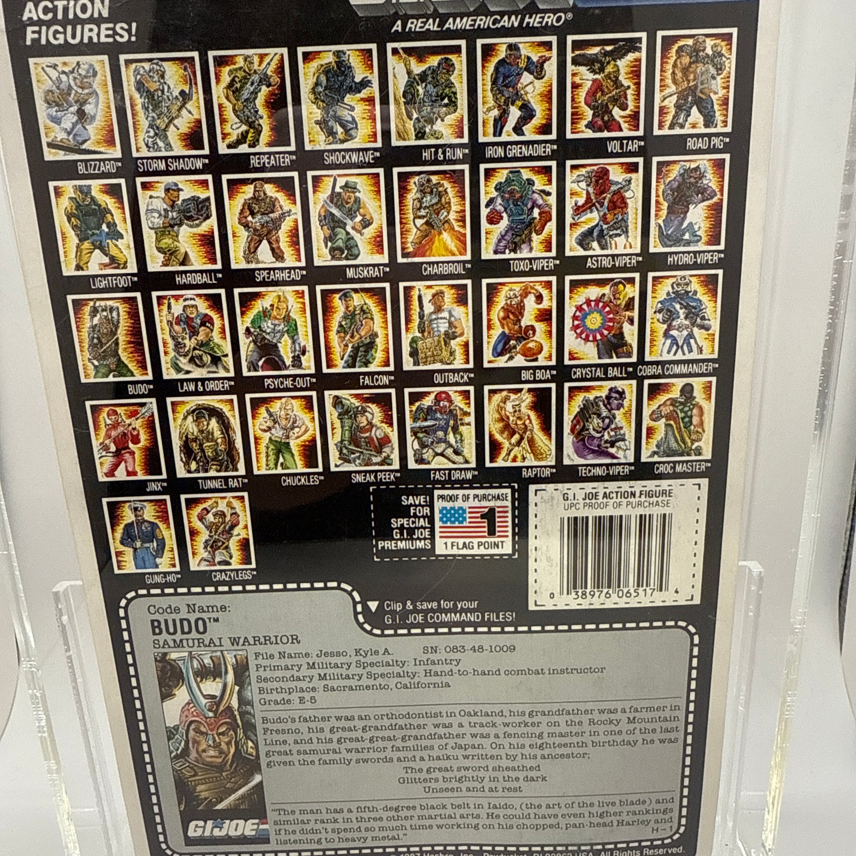 Hasbro G.I. Joe Vintage 1987 Code Name: Budo Samurai Warrior 34 Back Punched Card Action Figure