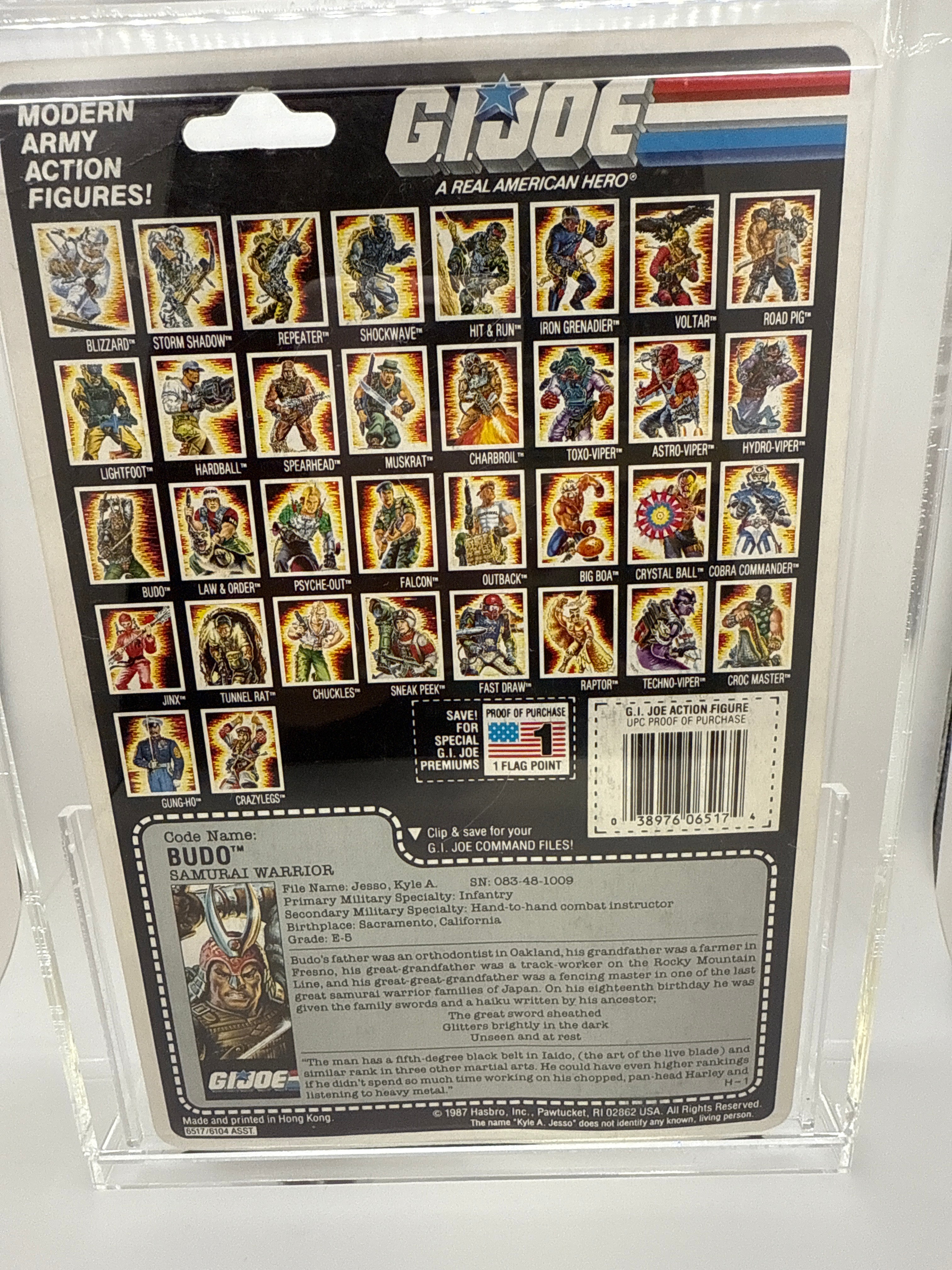 Hasbro G.I. Joe Vintage 1987 Code Name: Budo Samurai Warrior 34 Back Punched Card Action Figure