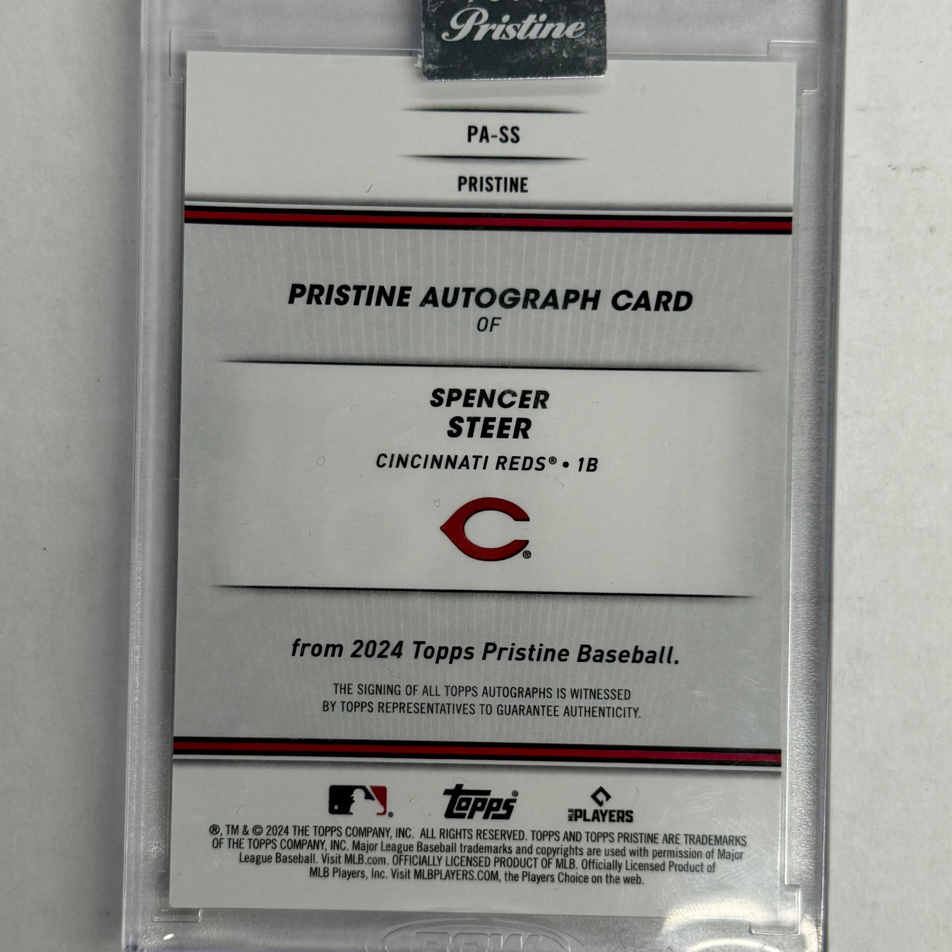 2024 Topps Pristine Baseball Spencer Steer Certified Autograph #PA-SS Numbered 068/150