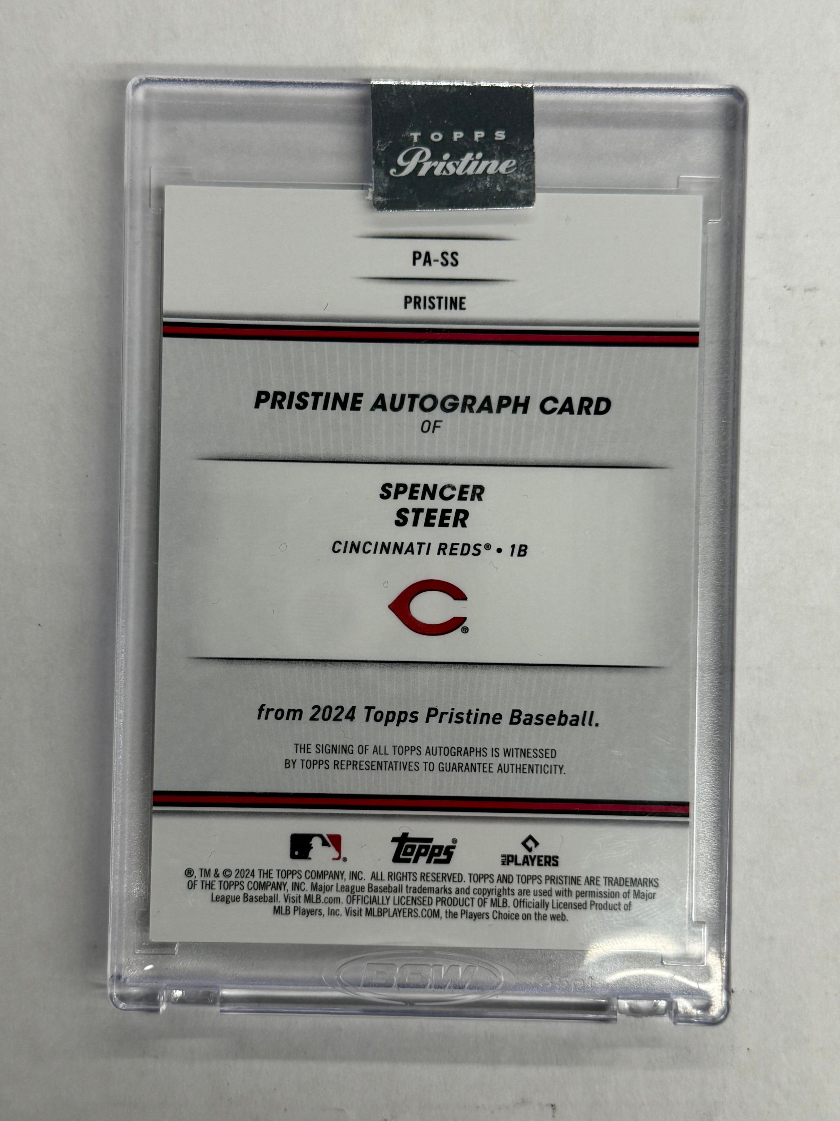 2024 Topps Pristine Baseball Spencer Steer Certified Autograph #PA-SS Numbered 068/150
