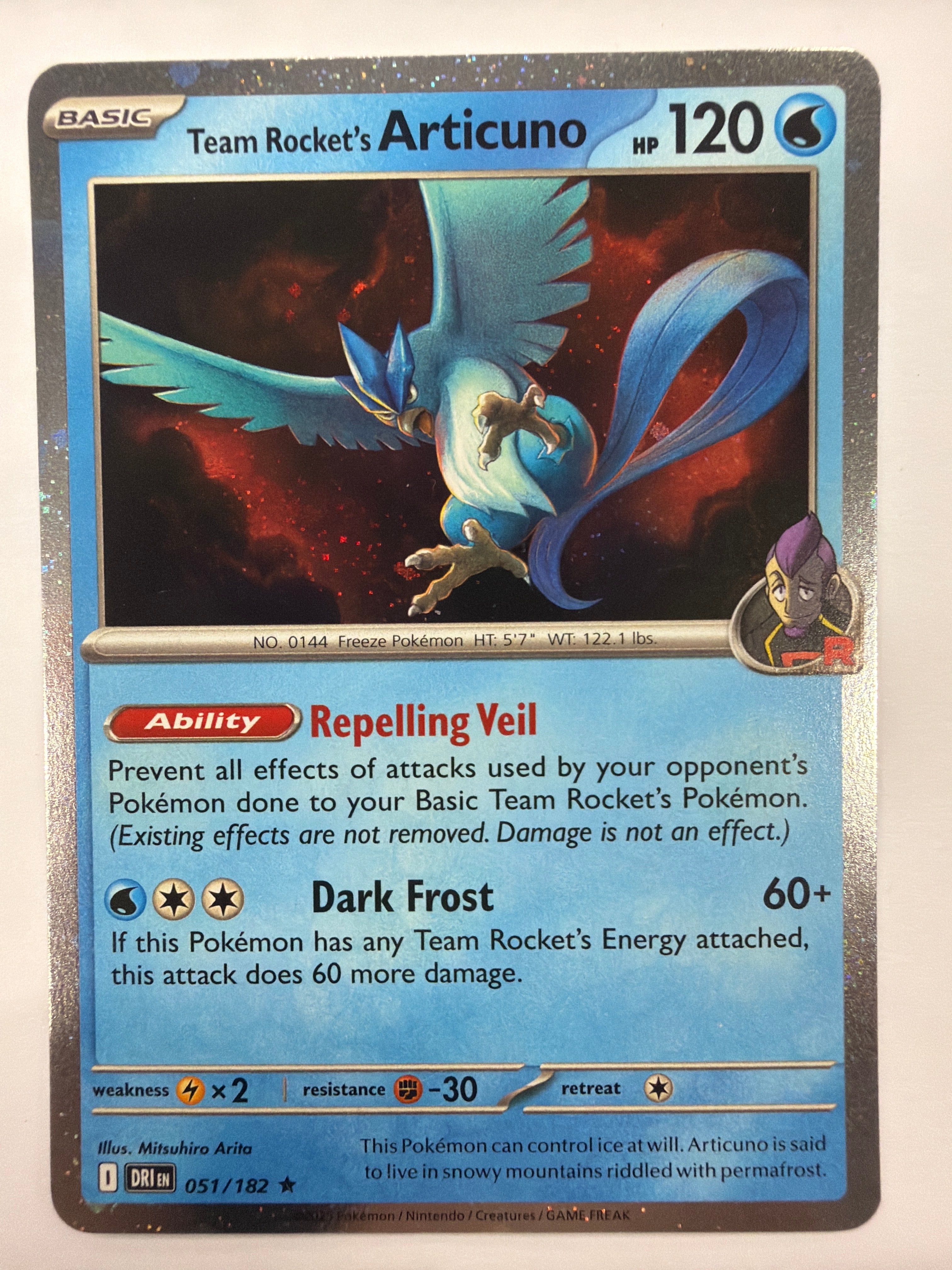 Pokémon TCG - Scarlet & Violet Promo Team Rocket's Articuno 051/182 Cosmos Holo NM