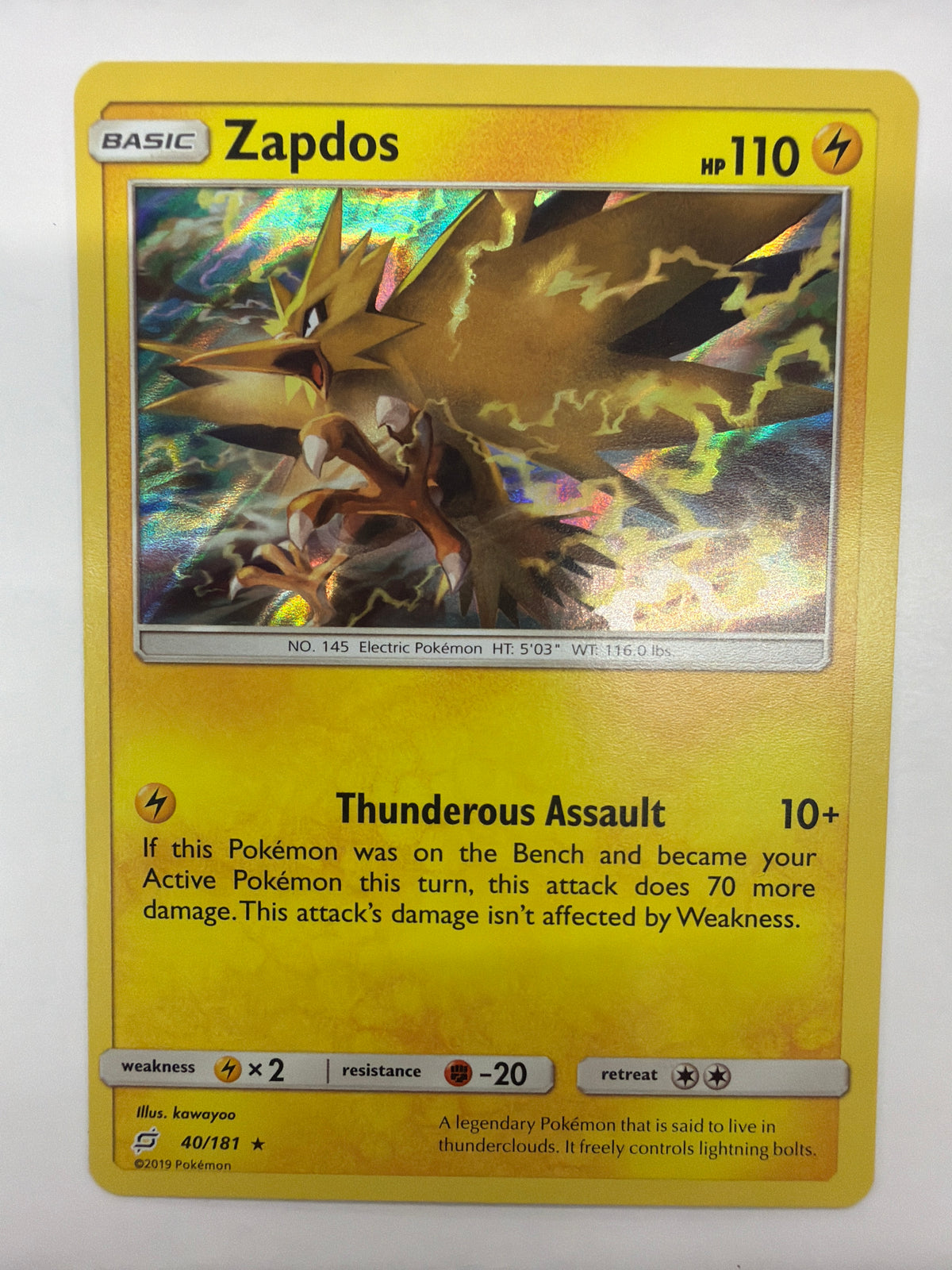 Pokémon TCG - Team Up Zapdos 40/181 Holo NM